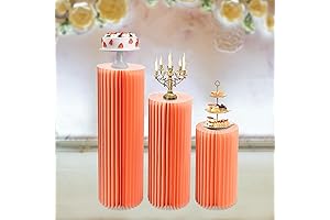 3Pcs Round Cardboard Cylinder Vases with Pedestal Stands