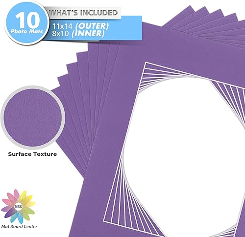 Miniatura 4 de Mat Board Center, paquete de 10, 11 x 14 para alfombrillas de color violeta africano de 8 x 10 pulgadas, sin ácidos, grosor de 4 capas, núcleo