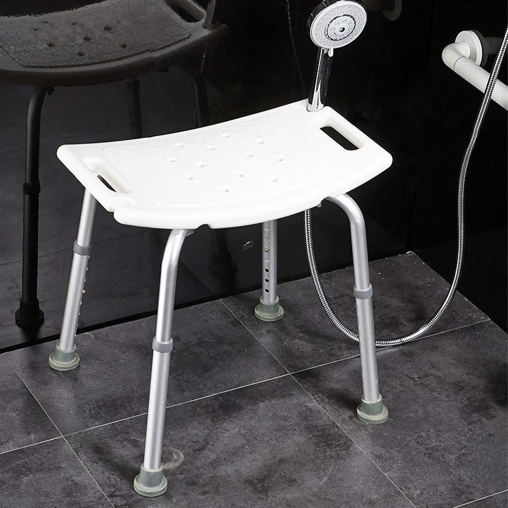 Cuarto de baño Blanco Taburetes y Asientos |Sillas de Ducha for los Ancianos discapacitados |Baño de heces for la Ducha |Altura 37-50cm Ajustable con Antideslizante de Goma Pies