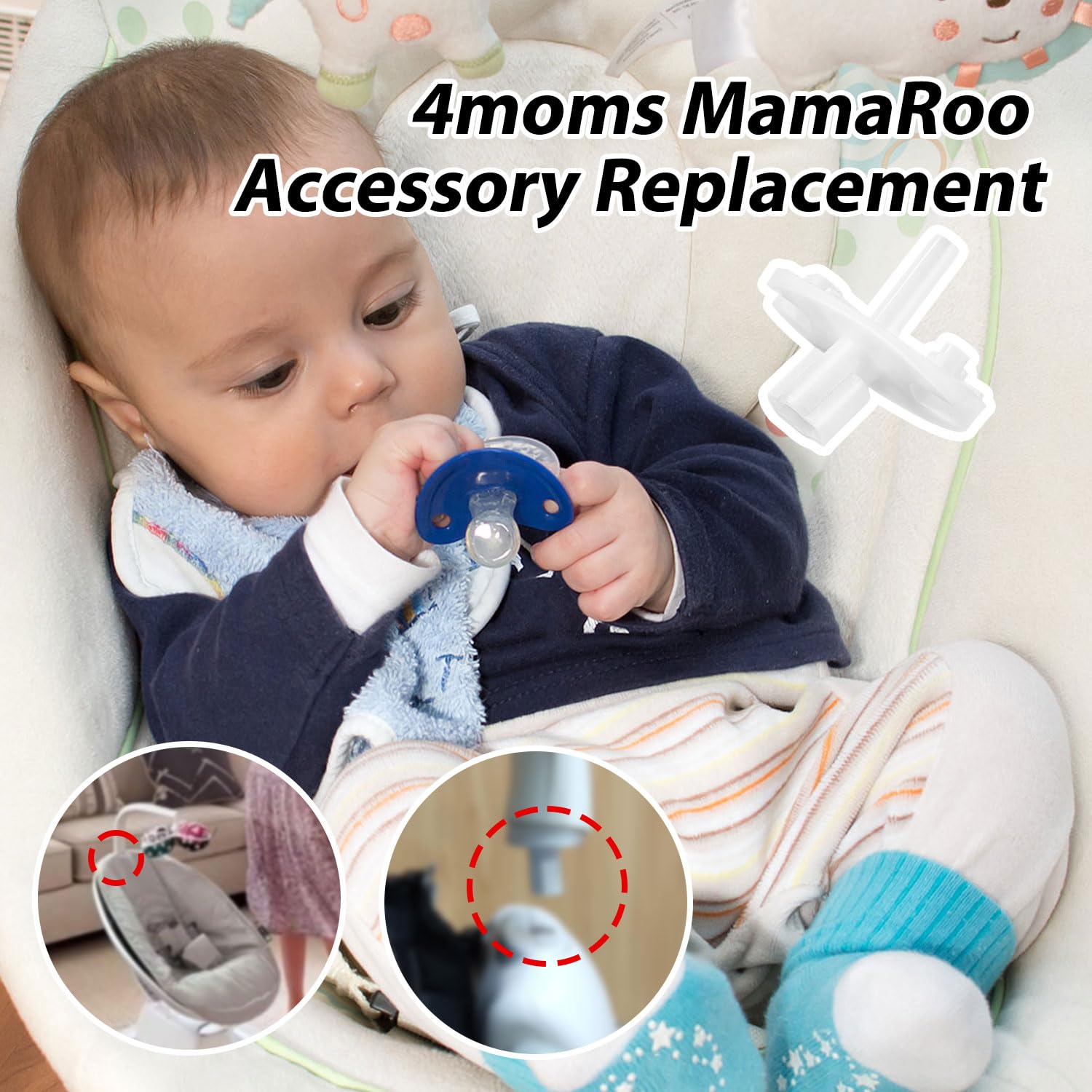 Connettore Mobile Sostitutivo per 4moms Mamaroo, Accessorio di Conversione per Barra Giocattolo Compatibile con Il Supporto per Giocattoli Modello 1037 di 4moms Mamaroo