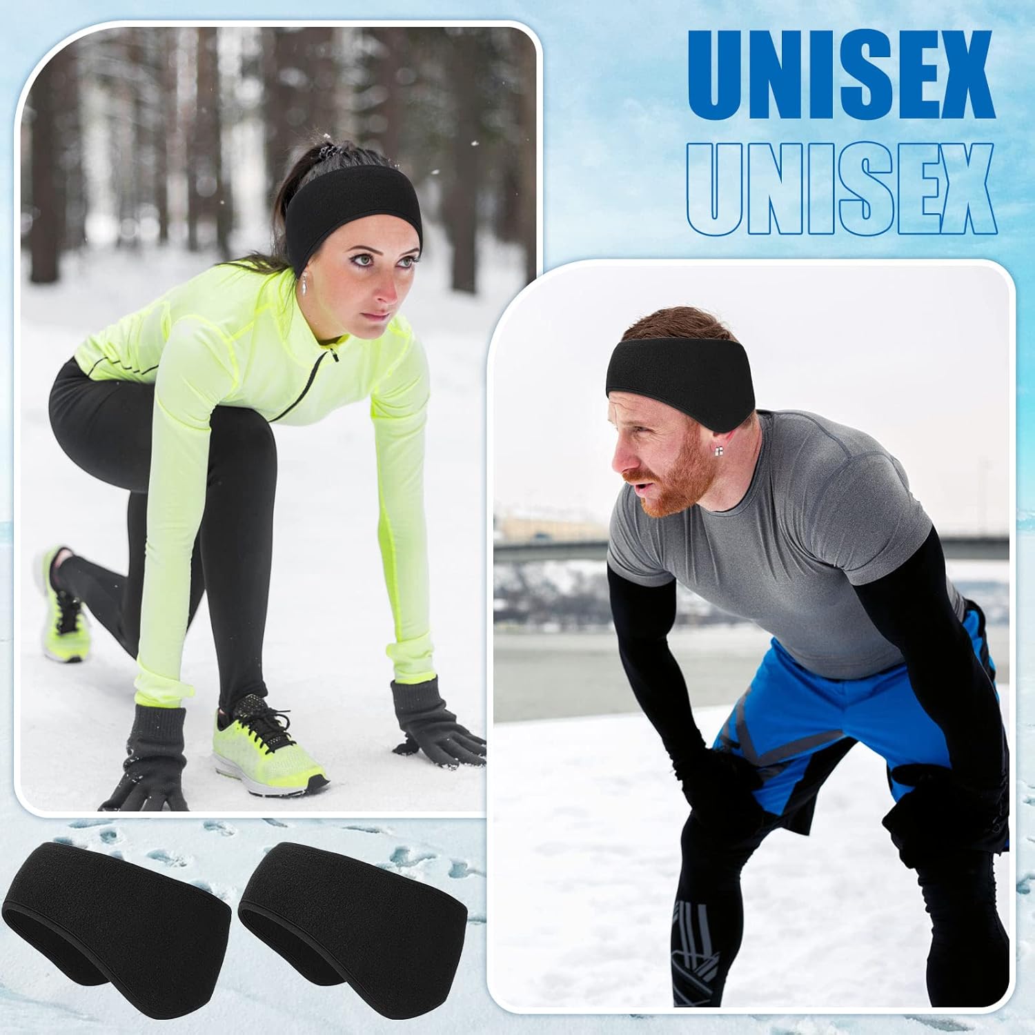 Handepo 50 Pieces Ear Warmers Headband Winter Ear Muffs Black Fleece Ear Warmers Headband for Women Men Sports Running Cycling Skiing - Image 6