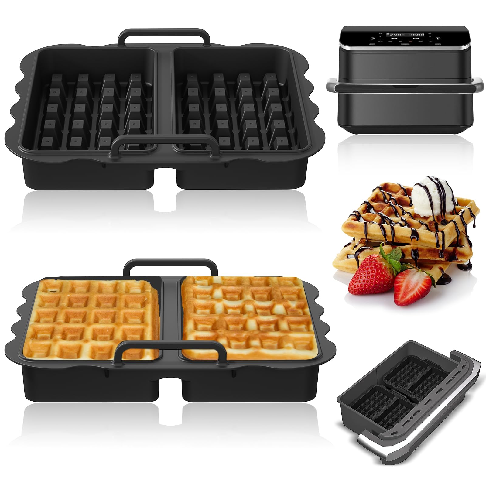 Kit Accessoires Silicone Pour Air Fryer Ninja 10.4L / COSORI - Moule, Grilles, Brochettes - Réutilisable, Résistant à 230°C