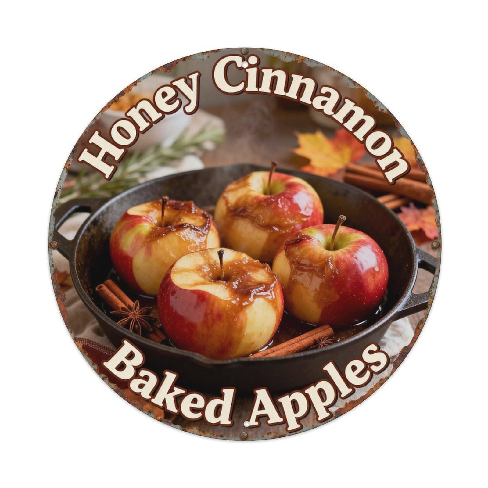Honey Cinnamon Baked Apples Metal Tin Sign Plaque
