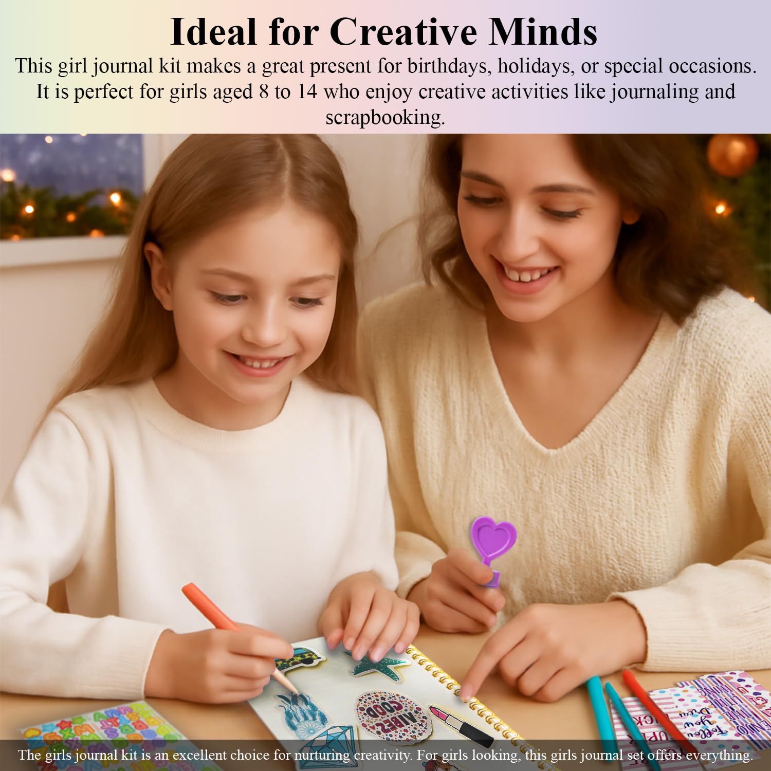 DIY Journal Kit for Girls Ages 8-12, 200+PCS Teen Tween Girl Gifts Trendy Stuff, Party Favors for Kids 8-12, Birthday Gift for Girls.
