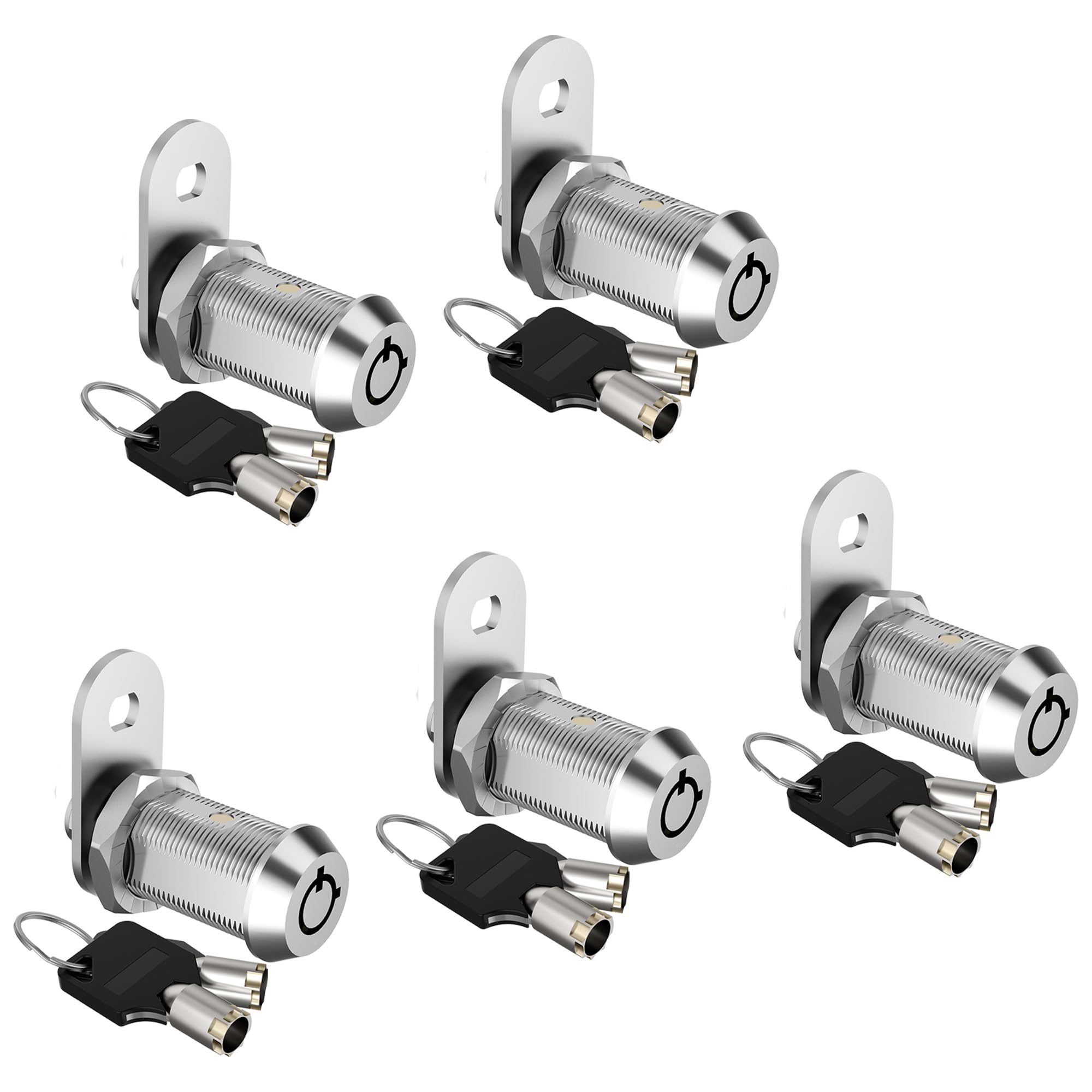 5 Pack RV Storage Locks Cam Locks Keyed Alike, 1-1/8" Cabinet Locks with Key, Secure RV Compartment Door Toolbox Mailbox Lock Replacement Set, Zinc Alloy
