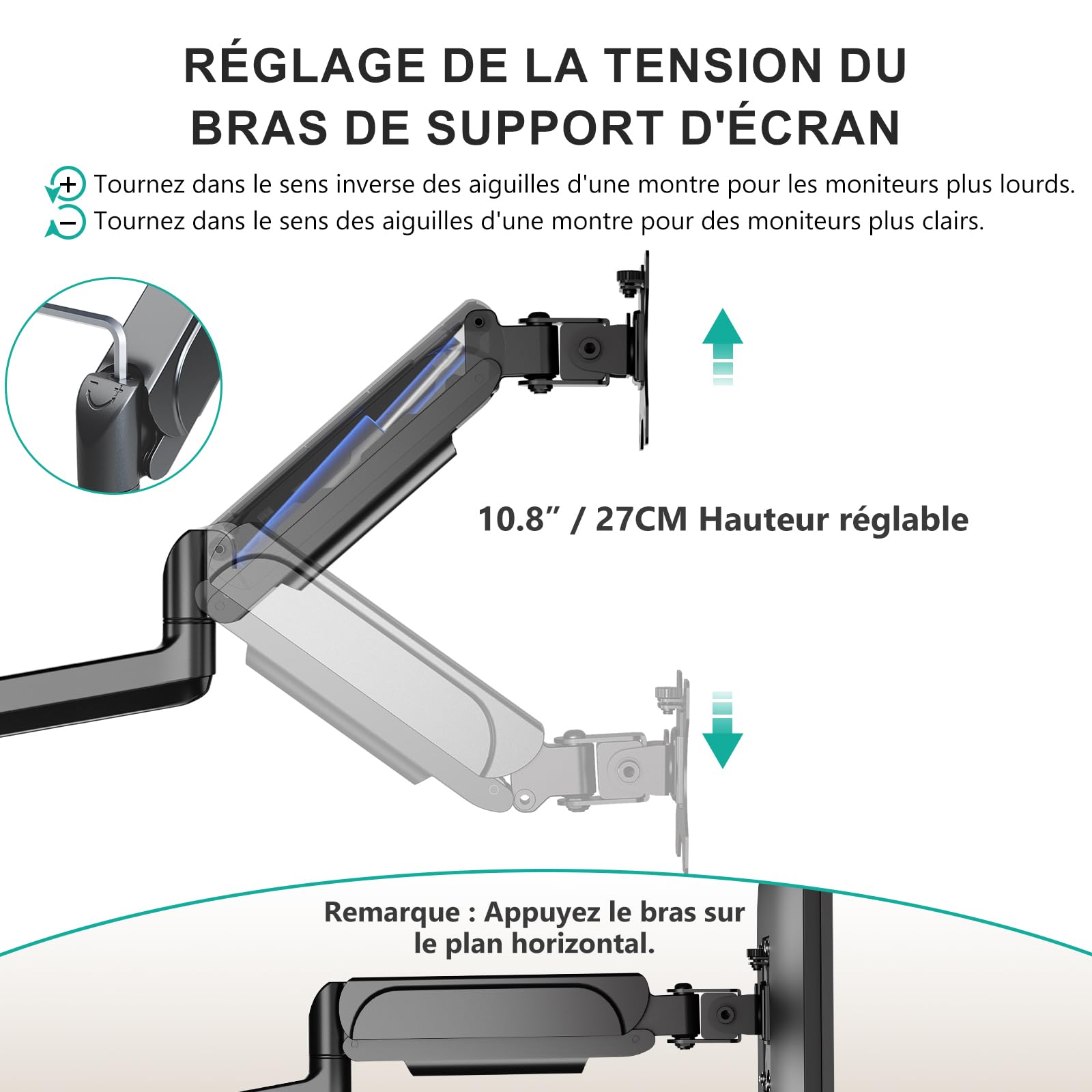 WALI Support Écran PC 3 Écran,Bras Écran PC pour Écrans Jusqu'À 32 Pouces,Pied Écran Réglable en Hauteur, VESA 75 Et 100mm,Capacité De Charge 8kg (GSDM003),Noir