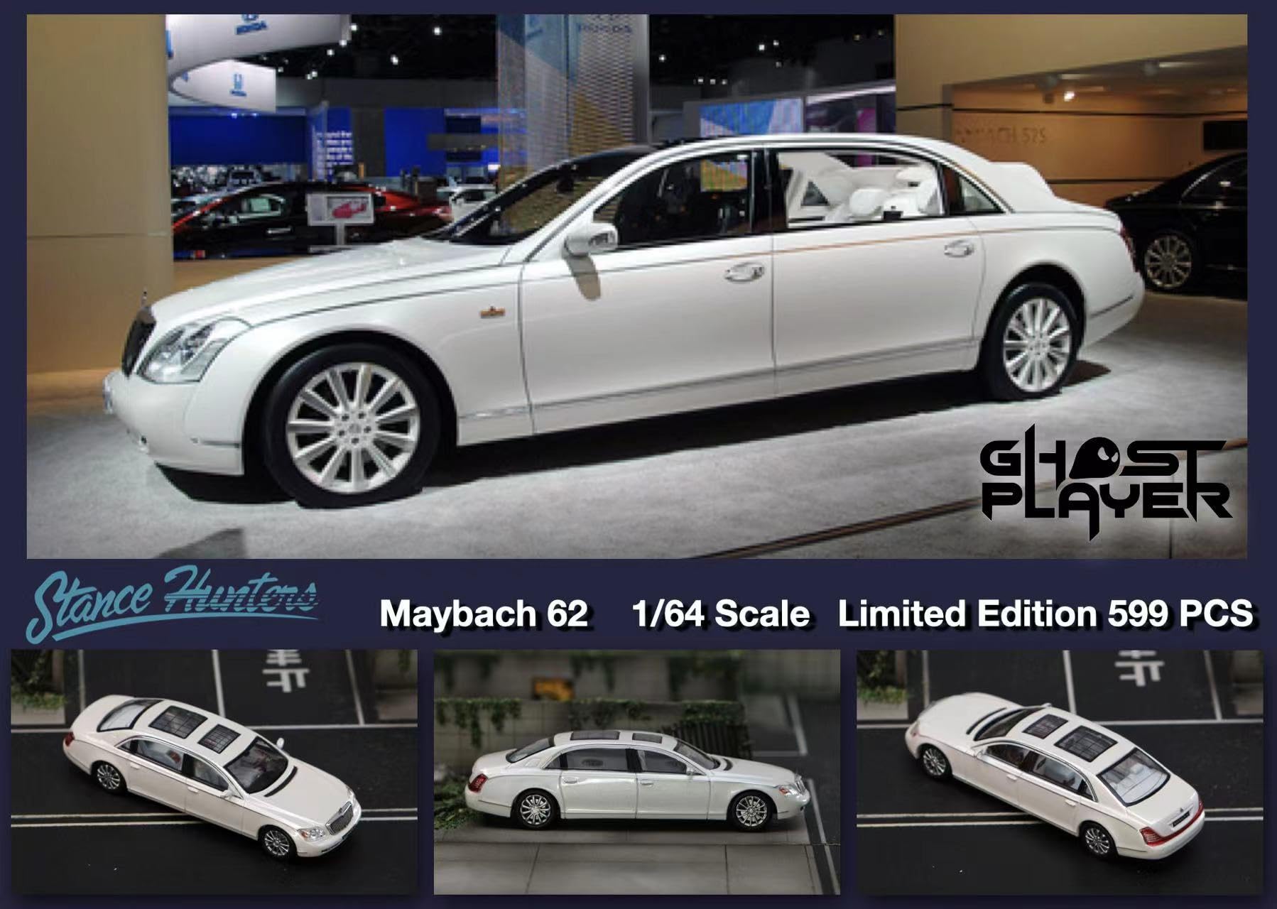 Stance Hunters 1/64 マイバッハ 62 ホワイト　599台限定 Amazon.co.jp: 1/64 Stance Hunters Maybach 62 Limo White Thailand