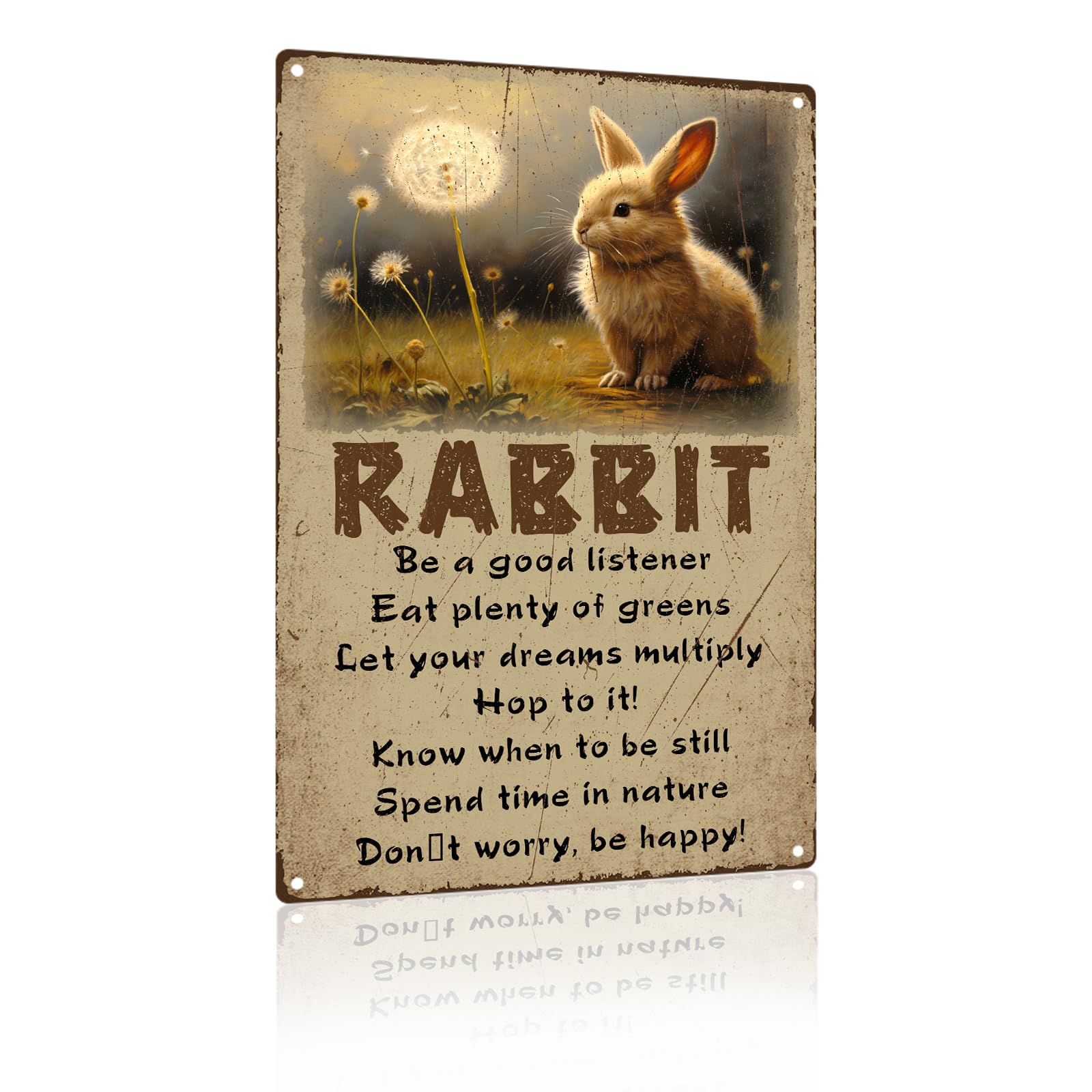 peiyeety Metal Tin Sign Rabbit Life Lessons Vintage Decorative Wall Art,Retro Animal Lover Rustic Plaque for Home Living Room Bedroom Nursery,6x8 Inch
