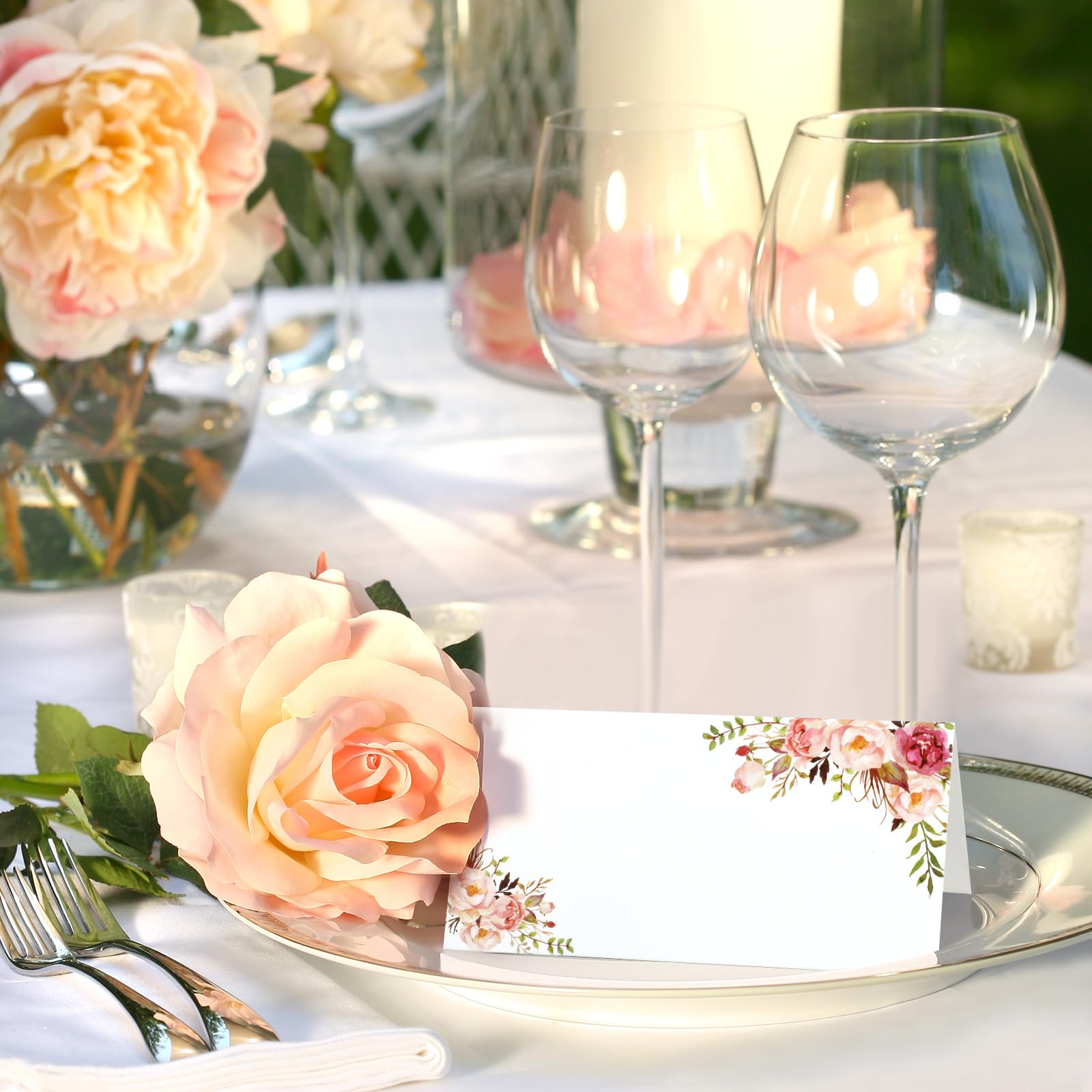 100 segnaposto con fiori selvatici, 5 x 9,9 cm, segnaposto da tavolo, per matrimoni, feste di compleanno, baby shower