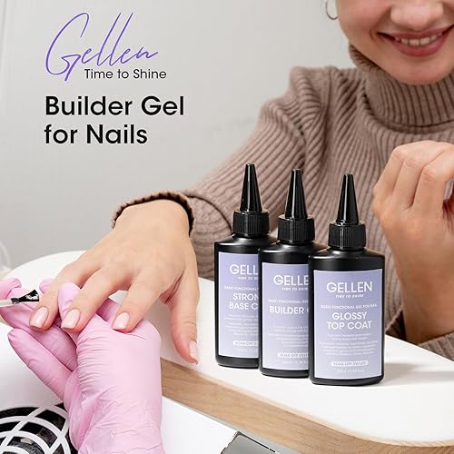 Miniatura 7 de Gellen Gel constructor de uñas transparente de 3.4 fl oz, gel fortalecedor de color duro, construcción de ápice de uñas, gel de uñas UV de larga