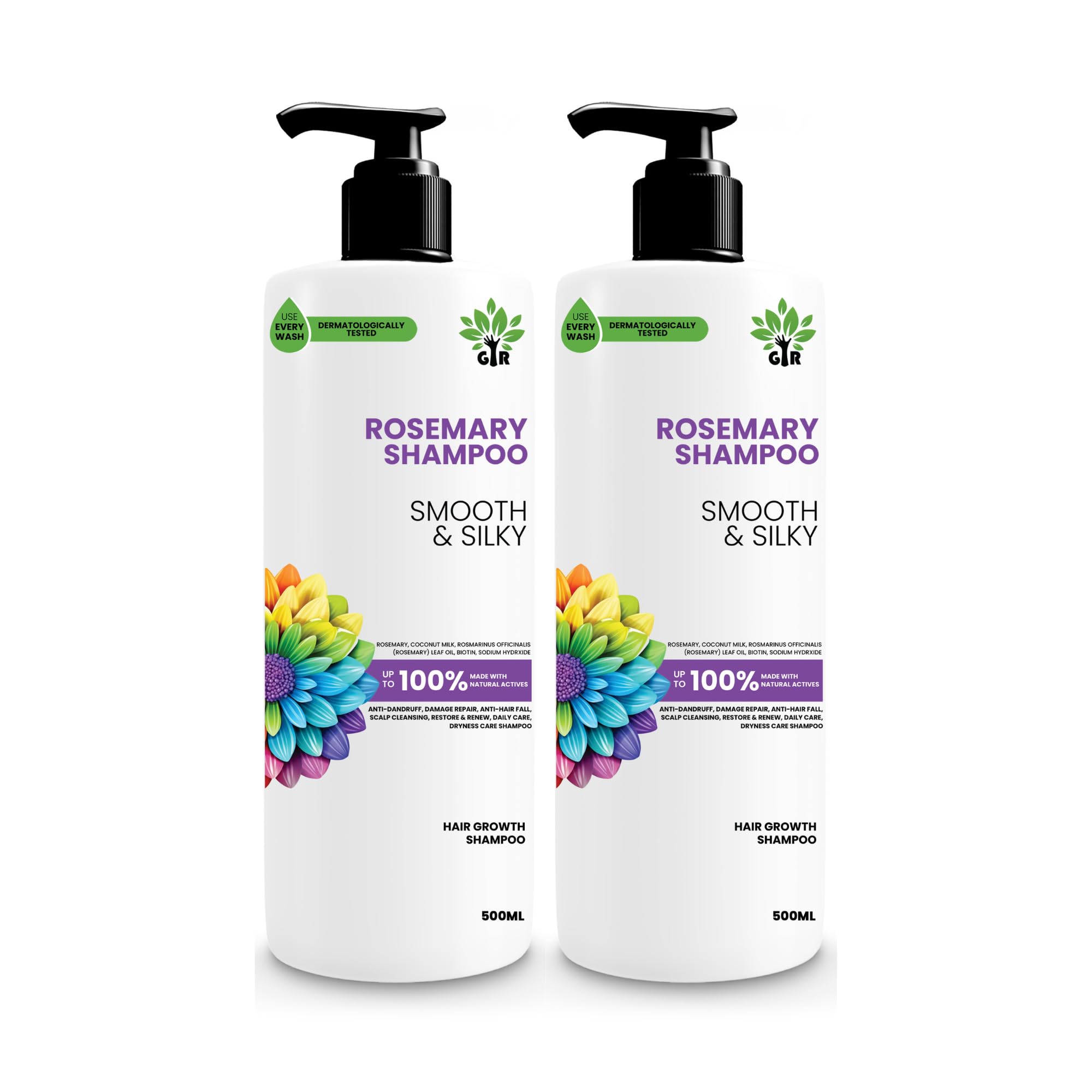 GIR Rosemary Shampoo with Rose Hydrosol | For Smooth & Silky Hair, Sulfate Free |No Parabens, Sulphate, Dyes| Ideal For All Hair Types -Total 1000ML (500ML+500ML)-image-33