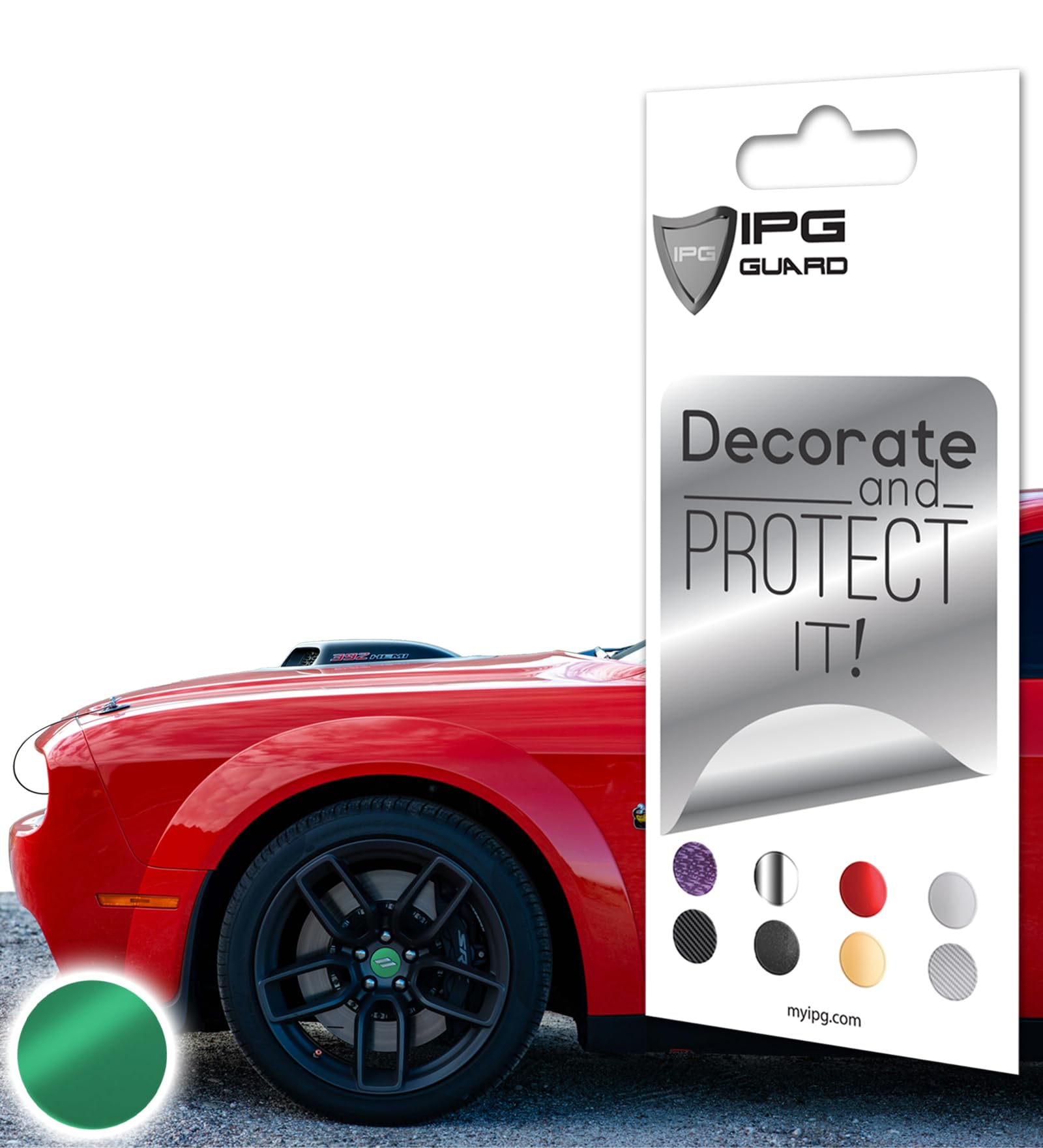 IPG Compatible for Dodge Charger Challenger Durango Wheel Center Cap Decal Sticker Wrap Kit Personalize Your Vehicle (Outer Logo, Green)