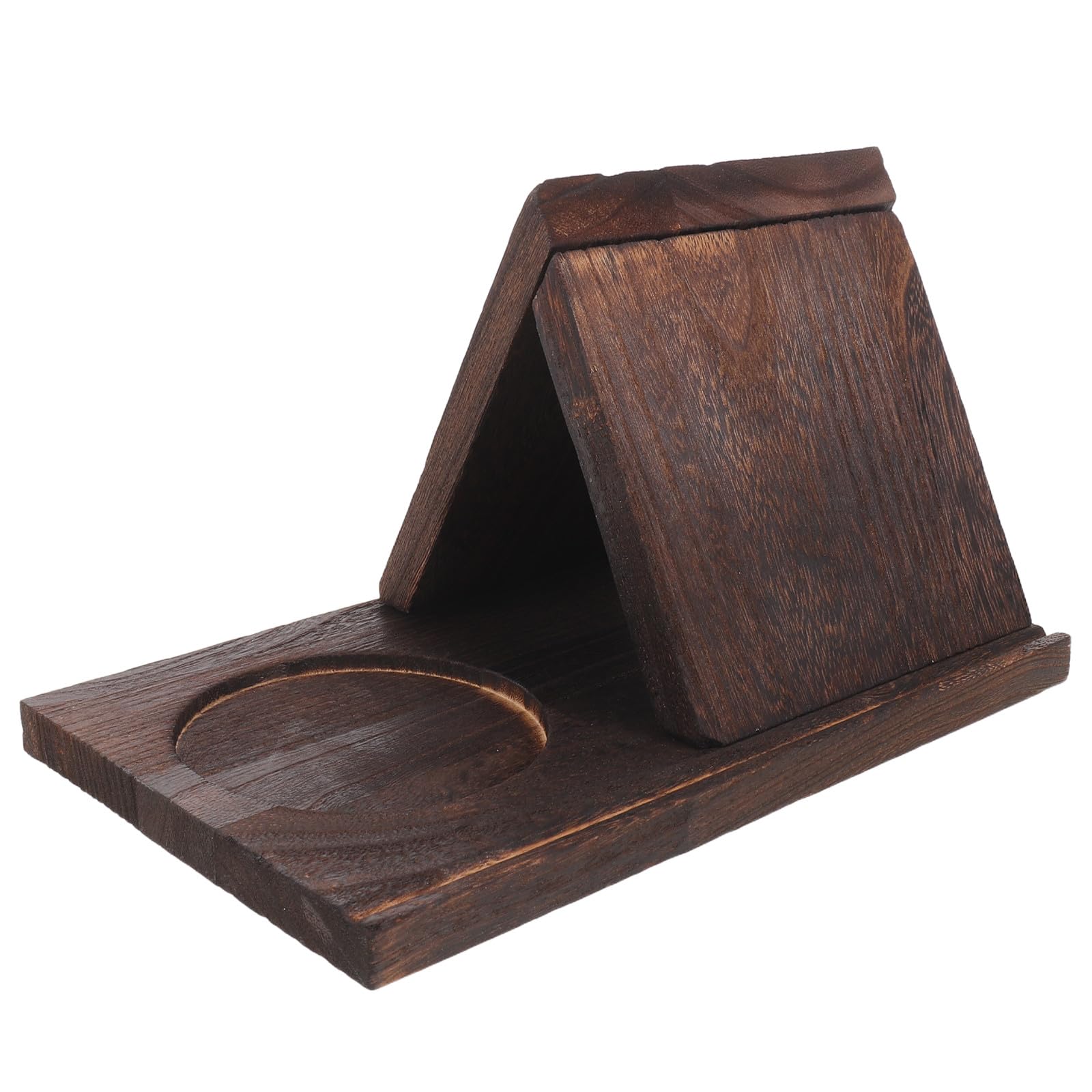Segnalibro triangolare in legno, piccola libreria con portabevande