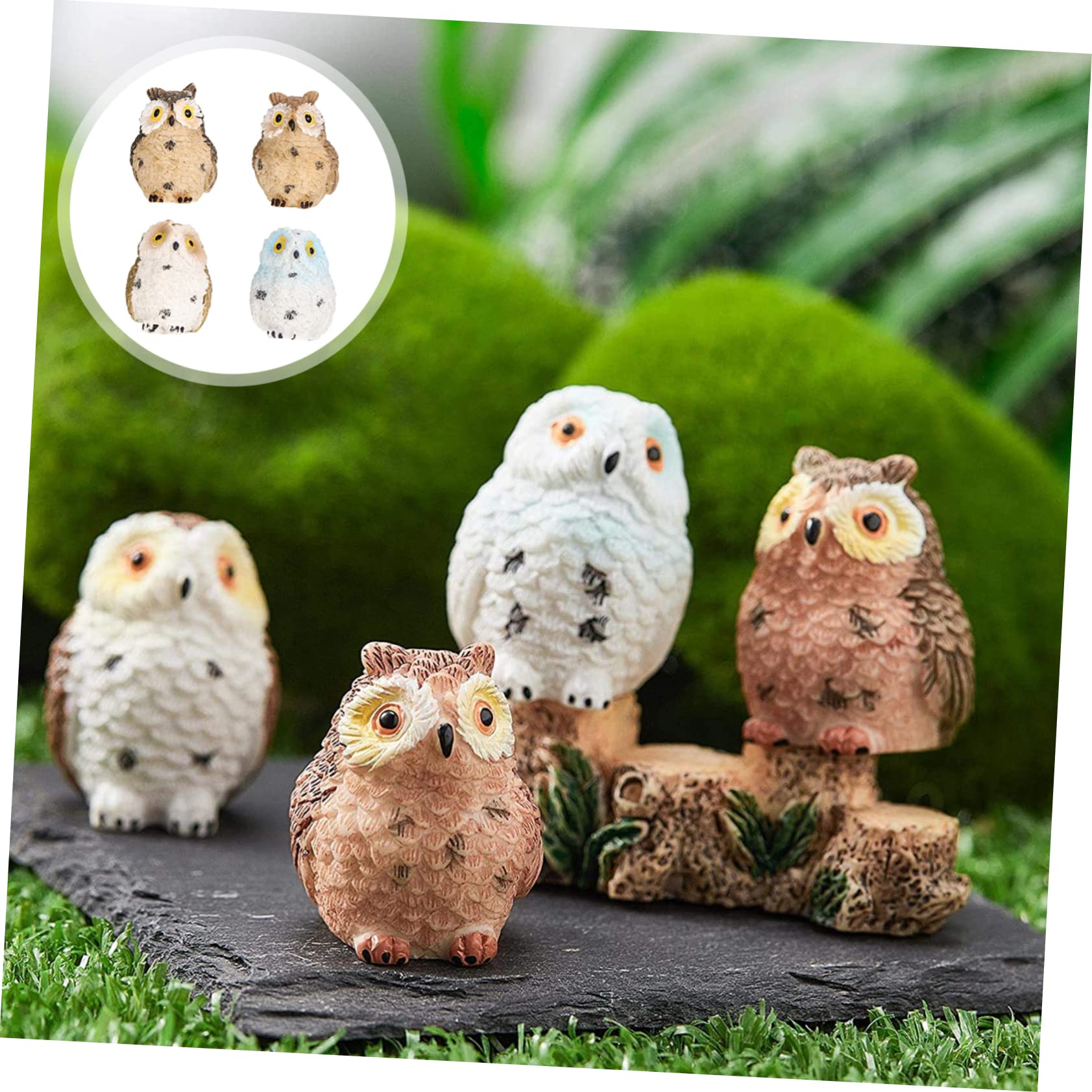 4-teiliges Miniatur-Eulen-Set Aus Harz - Deko Für Feengarten, Puppenhaus, DIY