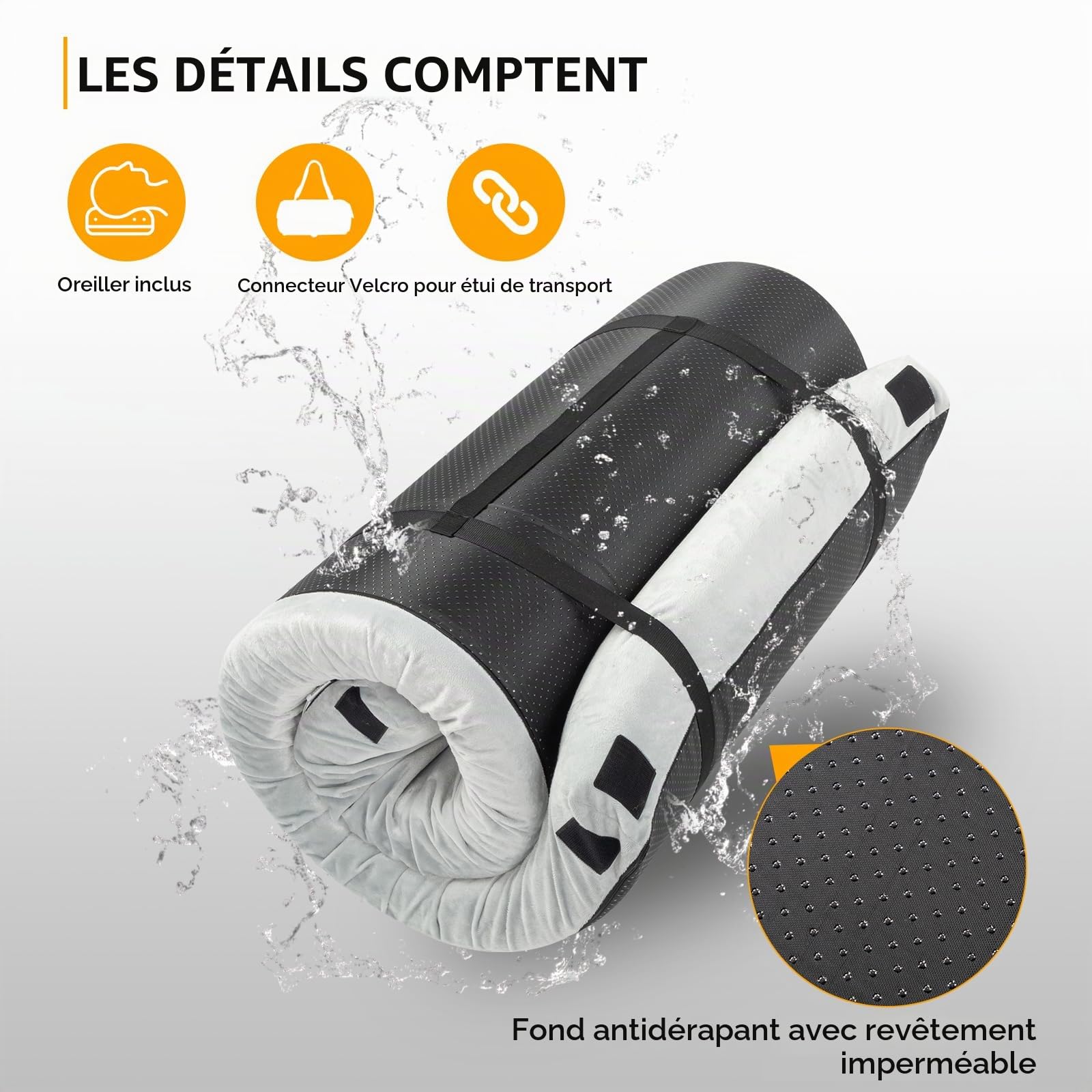 Outvita CertiPUR-US Matelas de camping portable de 6,3 cm, matelas de camping en mousse à mémoire de forme, lit de sol enroulable pour tente, berceau, camion, voiture, voyage en plein air avec sac