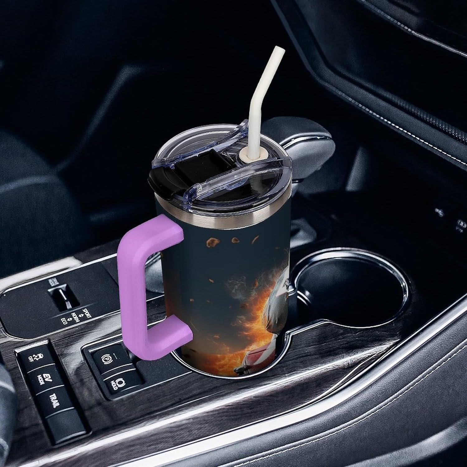 40 Oz Stainless Steel Tumbler with Straw - Leakproof Lid | BPA-Free | Cup Holder Friendly, Cool American Football Coffee Cup Vacuum Insulated Travel Mug for Hot & Cold Drinks