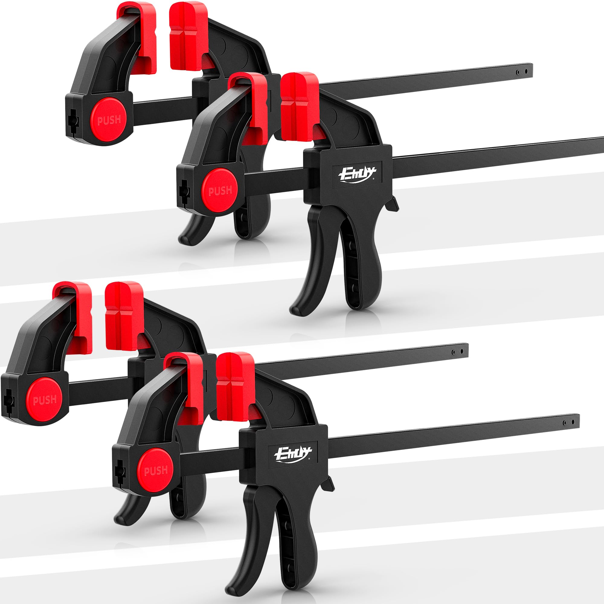 EHDY 12" Bar Clamps for Woodworking, Medium 170 lbs One-Handed Spreader/Clamp, Light-Duty Quick-Clamp F Wood Clamps Set for Hand Wood Working Crafts Grip Gluing - 4 Pack