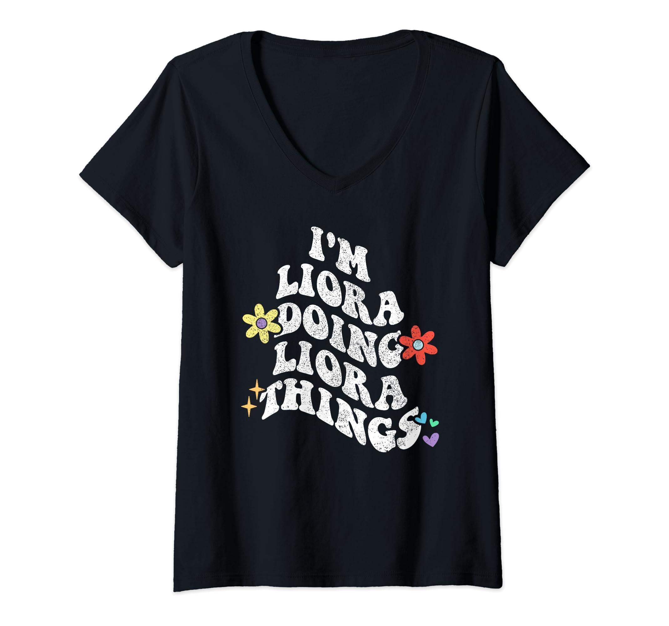 Womens Retro Groovy Im LIORA Doing LIORA Things Funny Mother's Day V-Neck T-Shirt