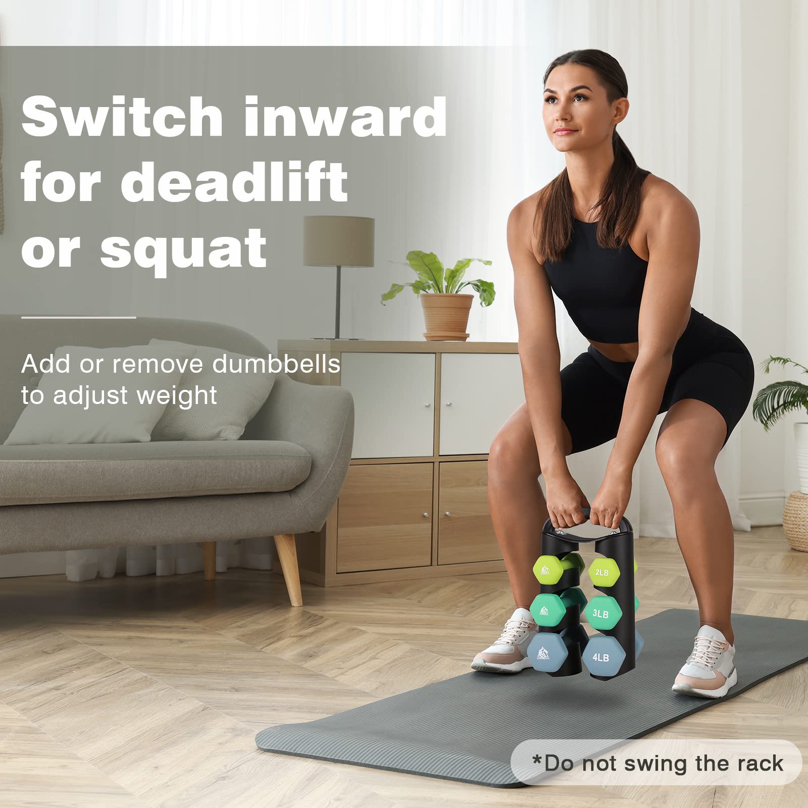 LIONSCOOL 2LB 3LB 4LB Pair Neoprene Coated Dumbbell Set with Sturdy and Portable Rack, All Purpose Premium Hex Dumbbell Set (Daylight Prairie)