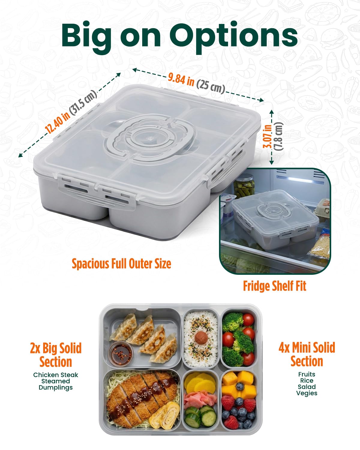 Caja de aperitivos portátil, gris, sólida