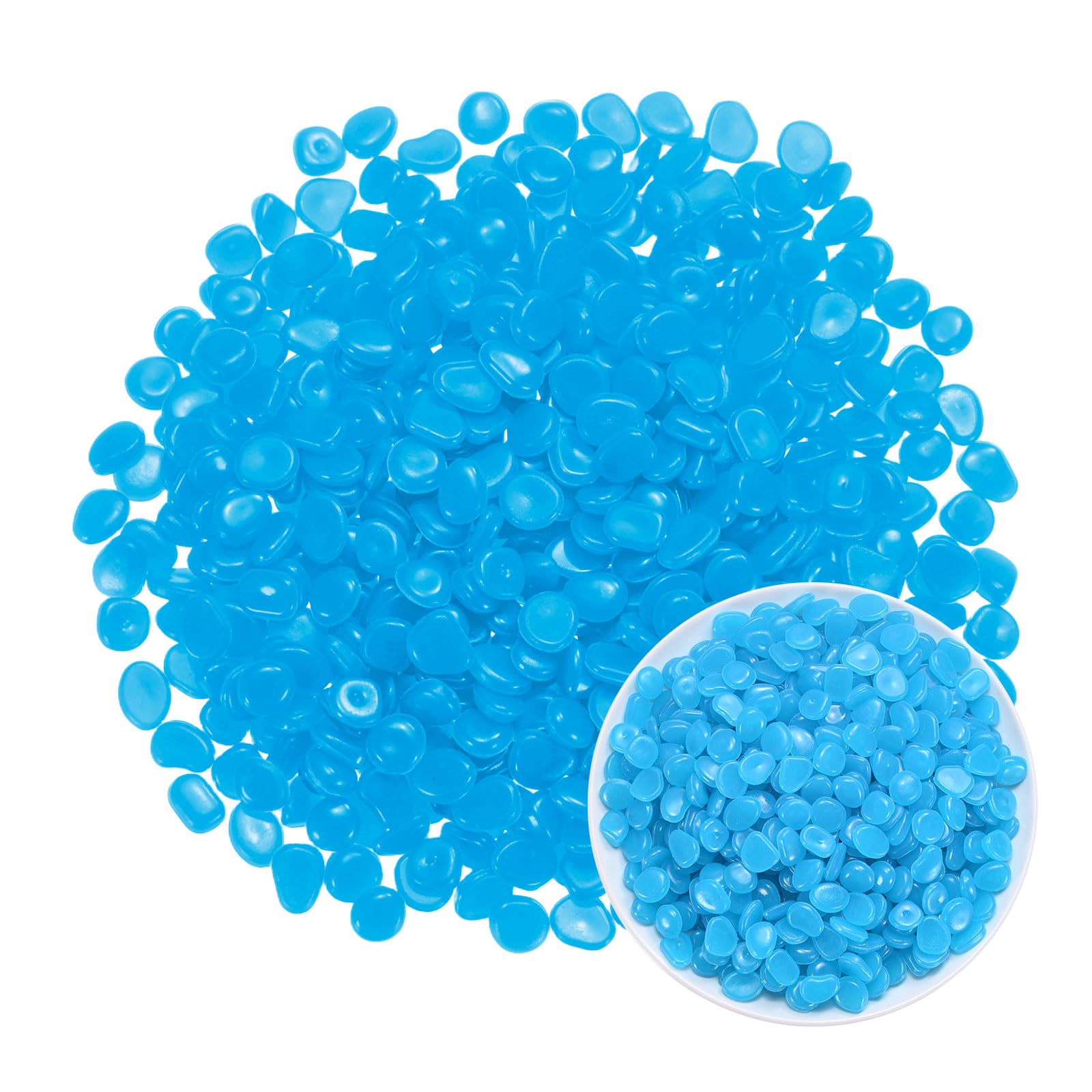 M METERXITY 1000-Pack Glow in the Dark Rocks, 0.43" Resin Outdoor Garden Decorations Luminous Pebbles Stones for Garden Plants/Aquarium/Backyard Path, Aquarium Gravel [Dark Blue]