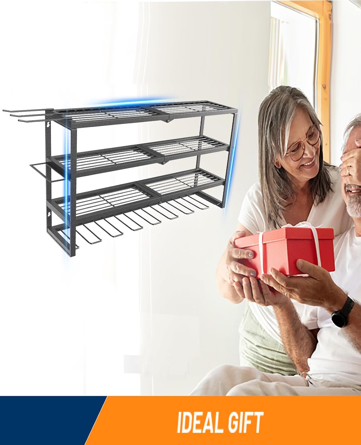 Power Tool Organizer Wall Mount,8 Drill Holders,Tool Organizers Power Tool & Drills Storage Rack Tool Shelf in Garage Workshop for Father's Day Husband Men's Gift (4Tiers, 8 Drill Holder)