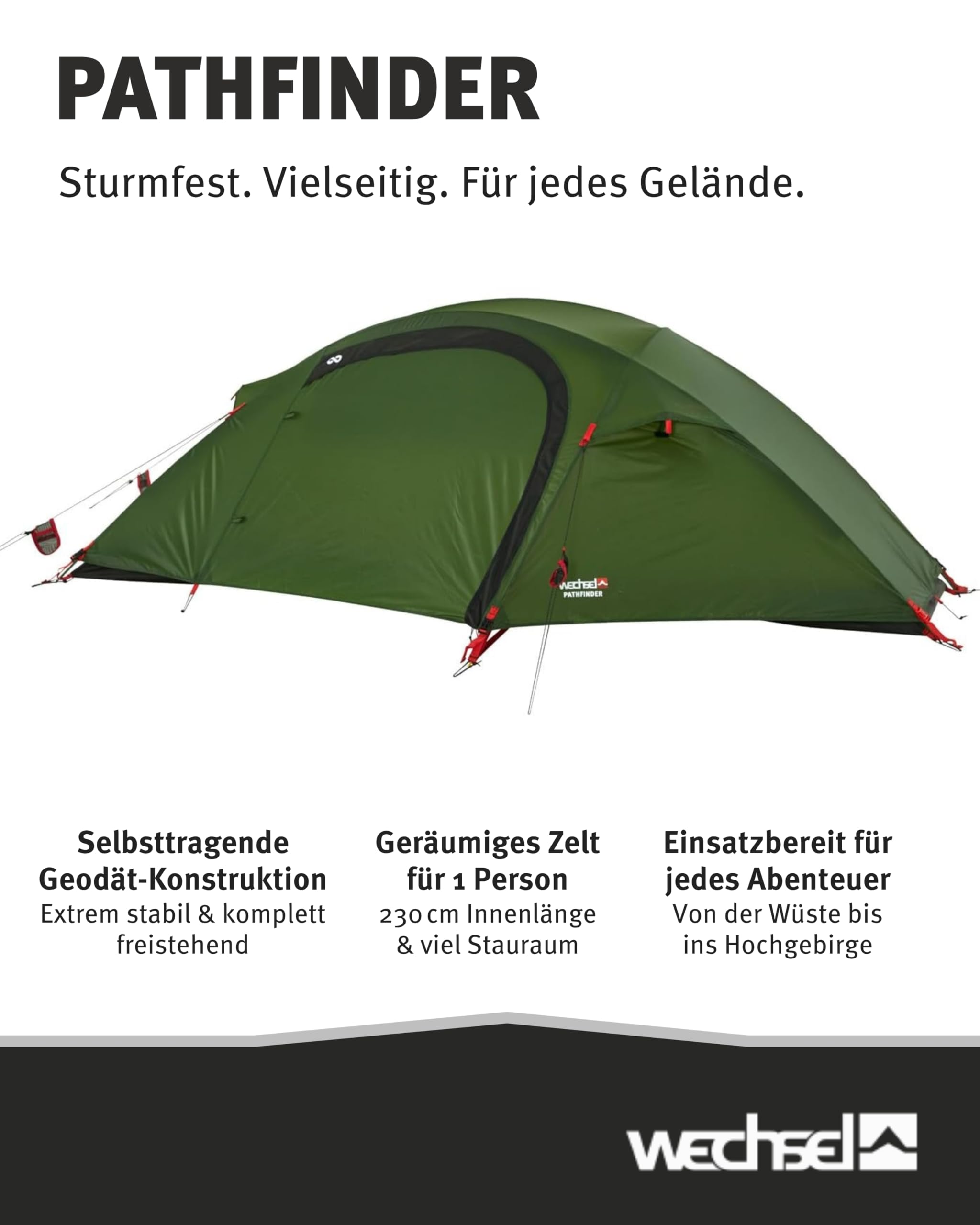 Wechsel Trekking Tent Pathfinder I Geoetted Tent for 1 Person I Storm Stable Expedition Tent I Compact & Portable I Ideal Outdoor Tent for Camping, 
