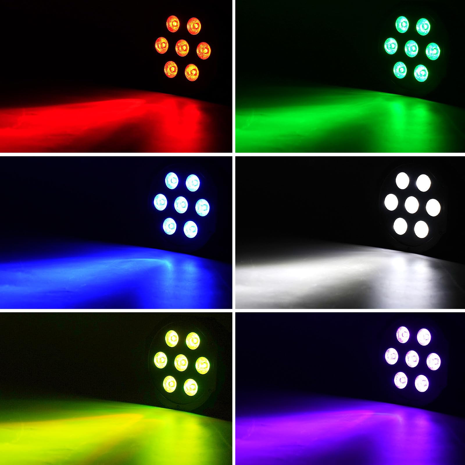 4PCS RGBW LED Par Strahler, 7 LED Par Scheinwerfer Bühnenlicht Partylicht Lichteffekte mit Fernbedienung für Disco DJ Party Hochzeit Weihnachten Haloween