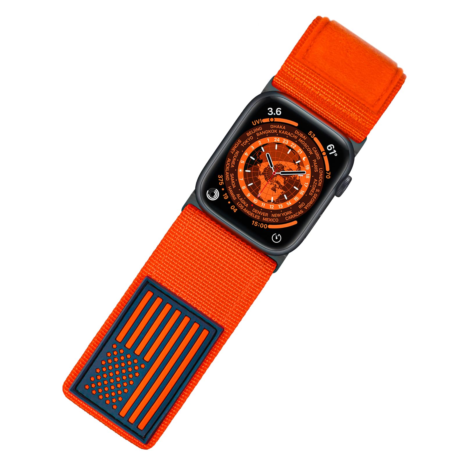 Tefeca Fortitude Series USA Flag Ultrawide Band Compatible with Apple Watch Ultra 2/Ultra 49mm, Series 10 46mm, Series 9/8/7 45mm, SE2/SE/6/5/4 44mm
