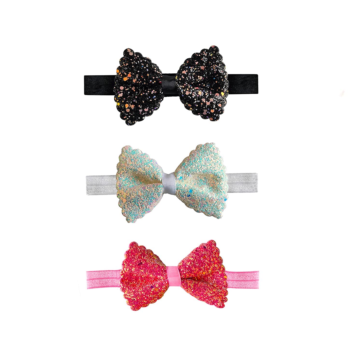 Multi-Colour Bow Stretchable Headbands Soft Elastic Hairband Hair Accessory for Kids and Baby Girls Pack of 3 Pcs-image-26