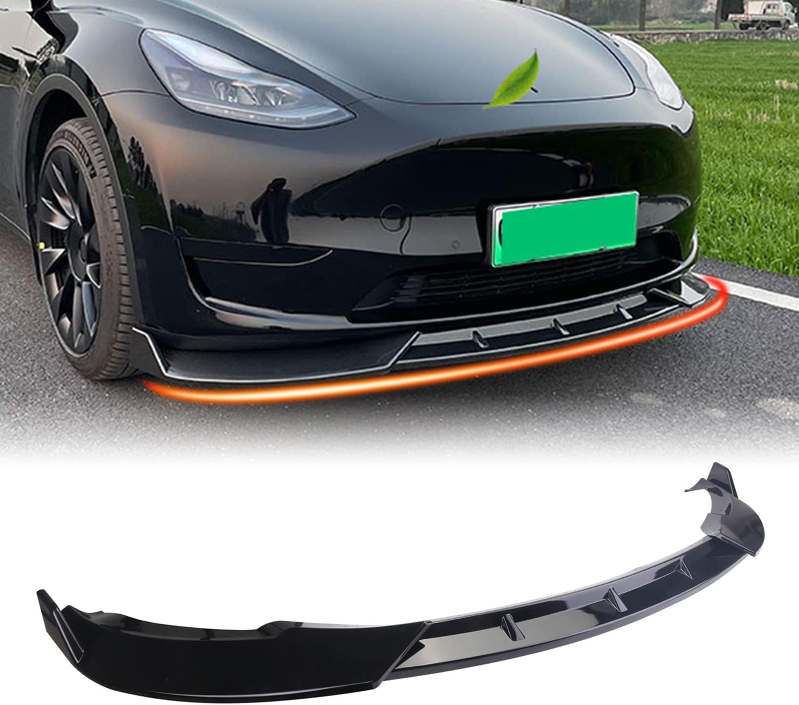 Tesla Model Y Front Bumper Lip Kit Car Shiny Mods Spoiler Suitable for 2020 2021 2022 Tesla Model Y Accessories (Glossy Black)