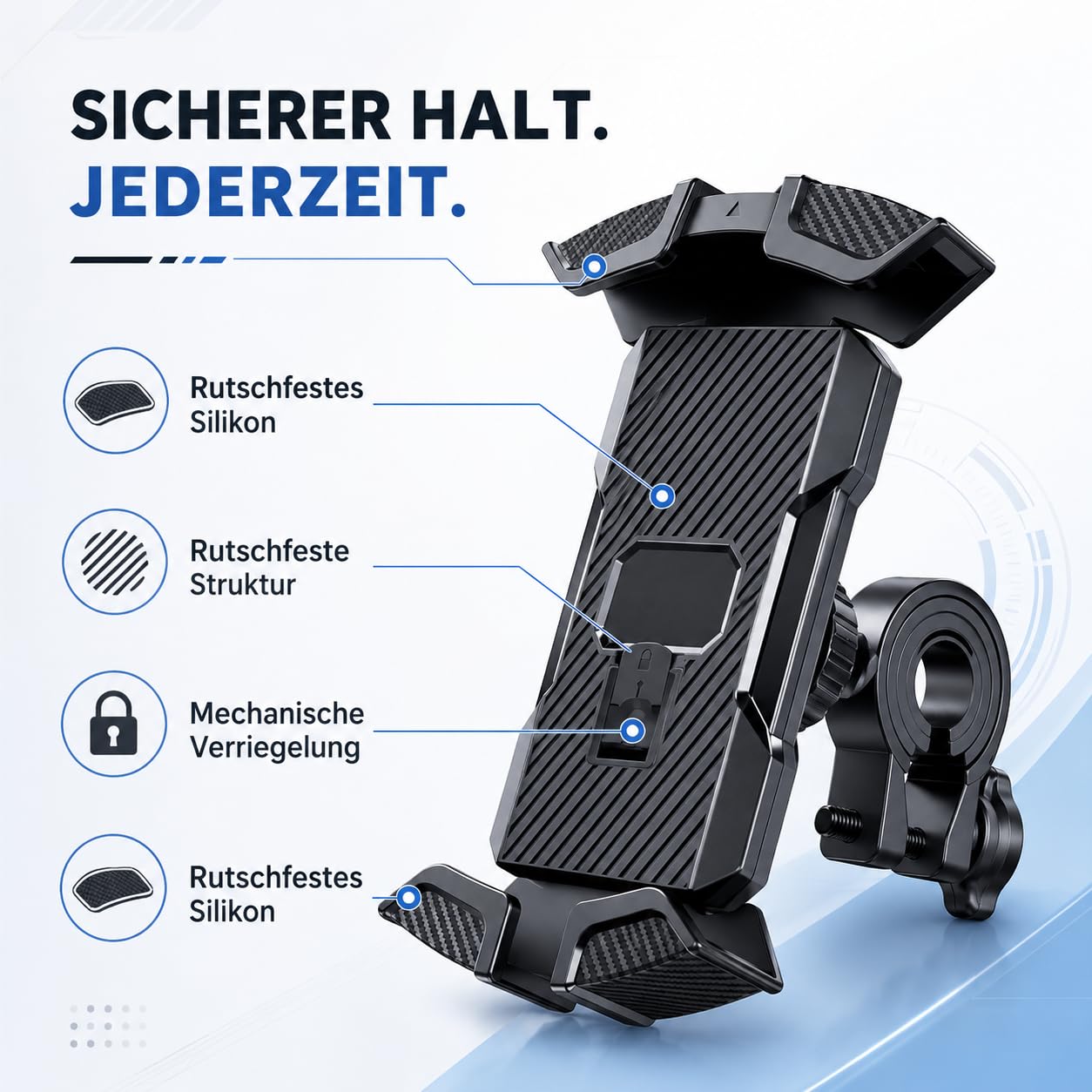 Beyerwerk VeloGrip Fahrrad-Handyhalterung 360 Grad Drehbar Universelle Lenker Smartphone Halterung Für 4,7 Bis 6,8 Zoll Geräte Sicherer Halt Beim Radfahren (2 Stück)