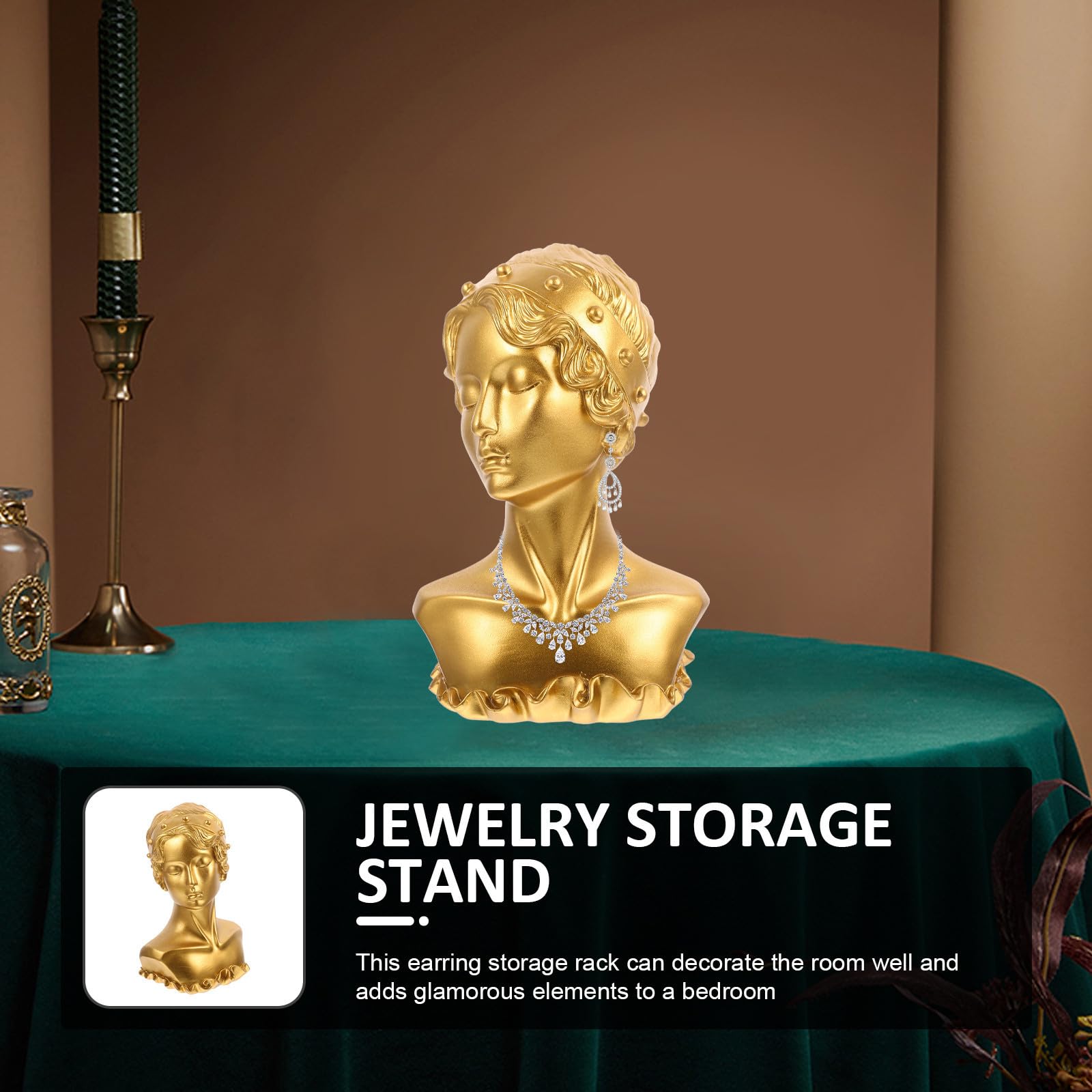 YARNOW Exhibidor de Joyas Resistente y Decorativo en Resina Dorada para Collares y Pendientes Adecuado para Tiendas de Joyería y Tocadores