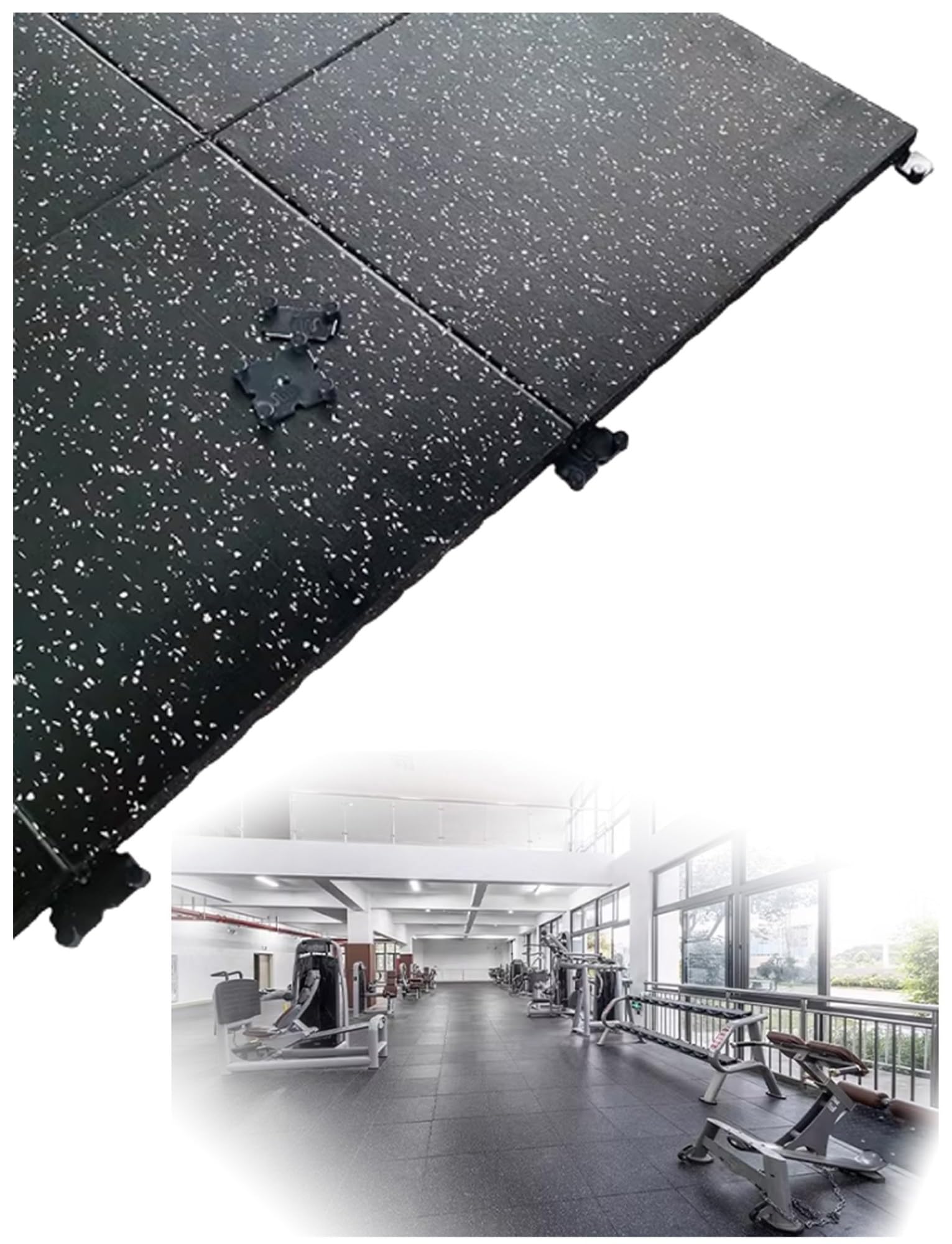 Grubsze gumowe podłogi gimnastyczne, blokujące maty do ćwiczeń, podłogi o wysokiej gęstości, 99 x 99 cm, idealne do domowej siłowni lub studia fitness, trwałe i łatwe do czyszczenia