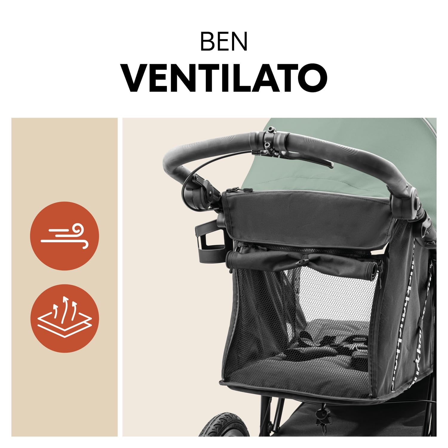 Hauck Runner 3 Verde Giungla Passeggino 3 Ruote d'Aria 22 kg Sospensione Regolabile Freno a Mano Cappottina XL UPF 50+