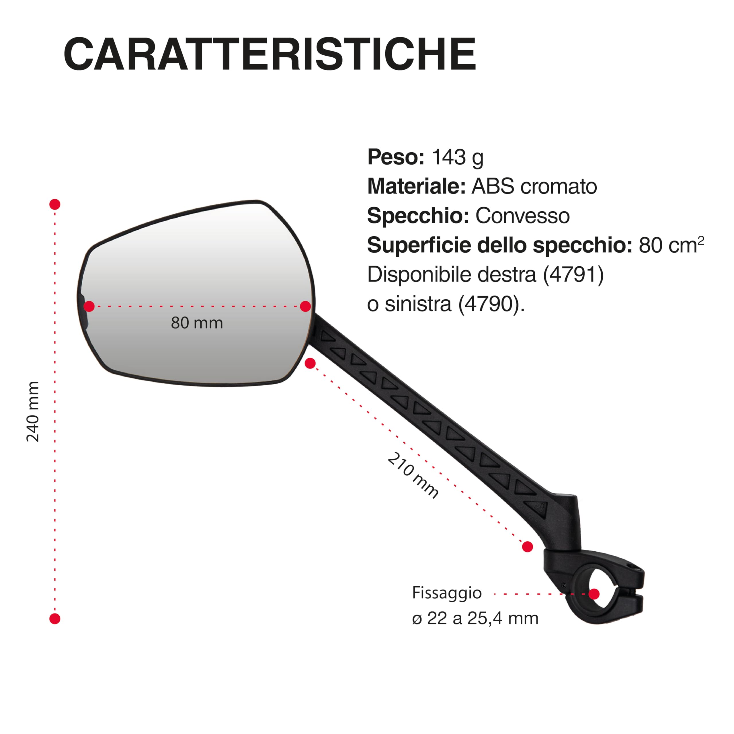 ZEFAL Specchio Ciclo ESPION E80 Laterale Sinistro