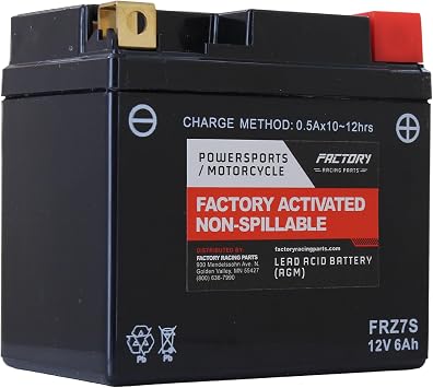Factory Racing Parts YTZ7S AGM Battery Maintenance Free Ready to Install - Compatible With ATVs, Motorcycles, and Scooters BTZ7S