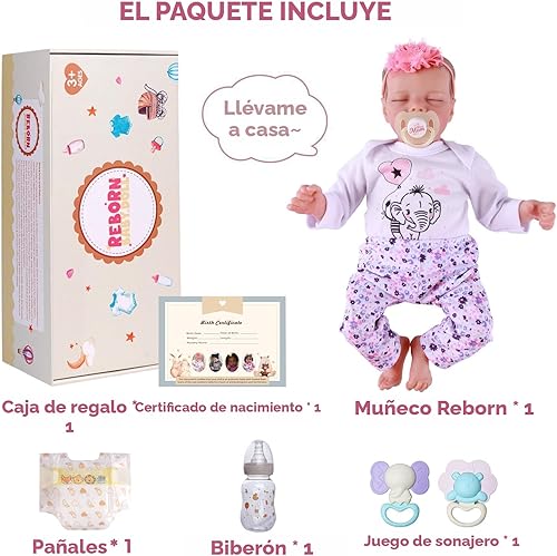 Miniatura 9 de JIZHI - Muñecas Reborn de cuerpo de vinilo de 17 pulgadas lavable y realista con ropa y accesorios de juguete para niños de más de 3 años Gris,