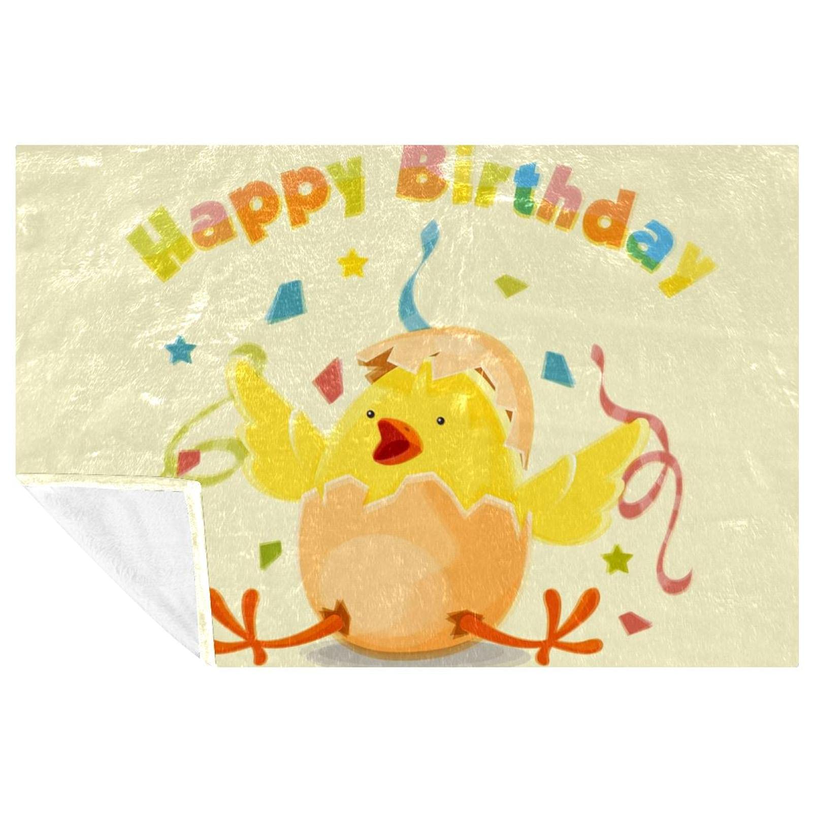 Couverture chaude Happy Birthday contre le froid sur lit et canapé