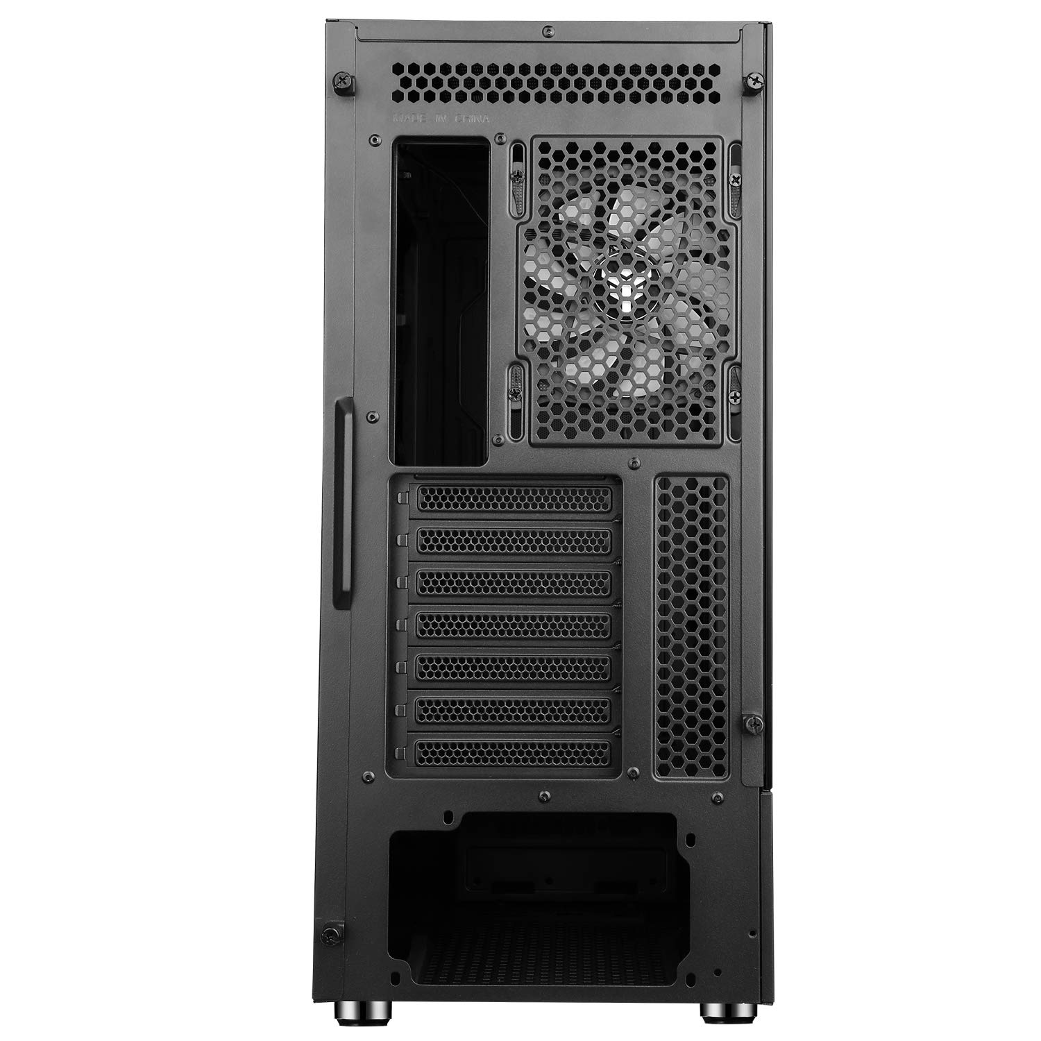 itek VERTIBRA S210 - Case PC Gaming Middle Tower ATX, Ventola ARGB 12cm, 2 porte USB3, pannello frontale liscio con traforatura laterale e pannello laterale in vetro temperato, Nero