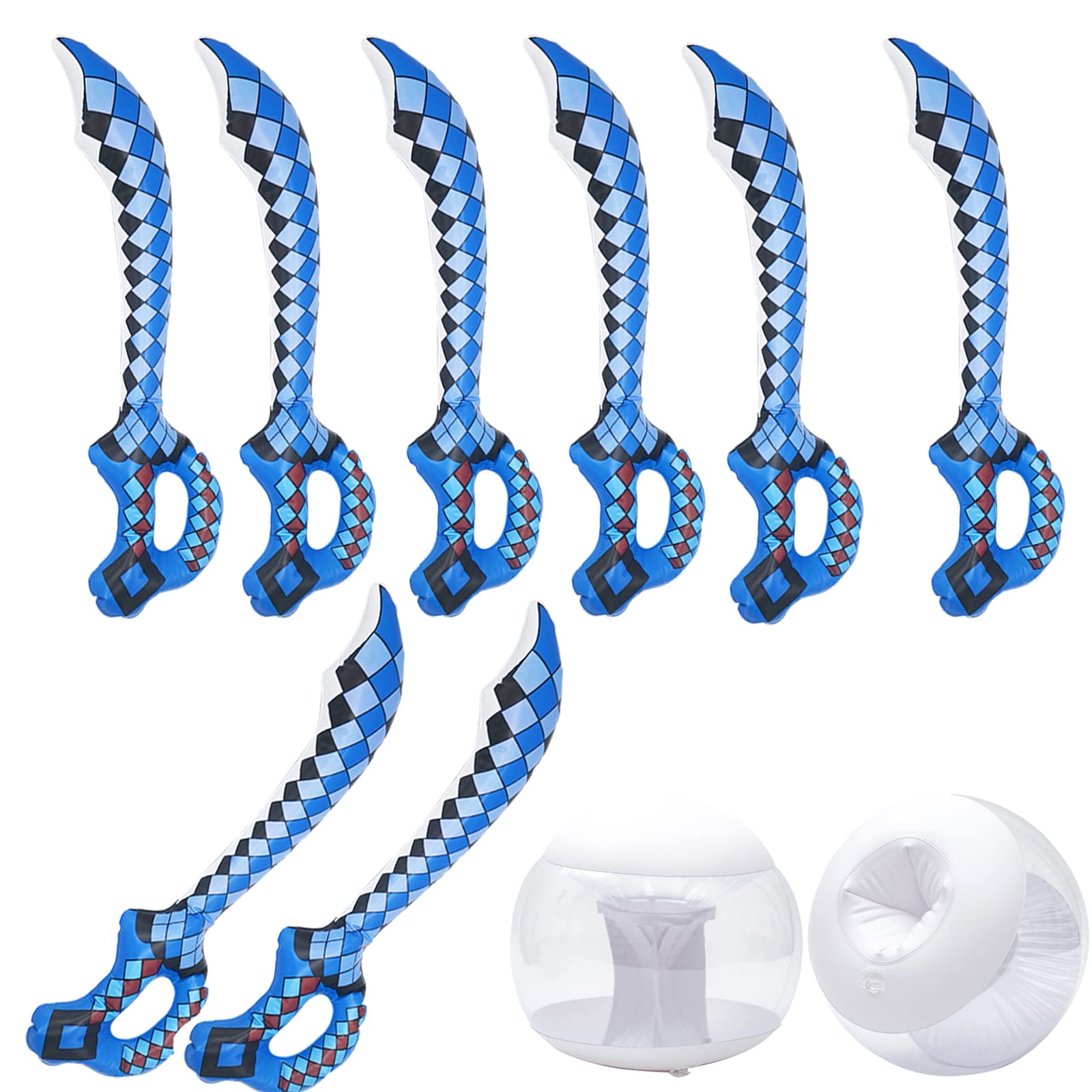 Inflatable Toy Party Supplies 10-Pack - Inflatable Boxing Gloves Weapon Pixel Party, Pool Party Favor, Pirate Game CosPlay Boys Girls Halloween Carnival Party Supplies with animal stickers