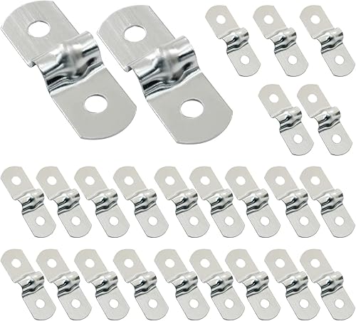 Paquete de 25 correas de tubo rígido M5, correa de cable de dos agujeros de acero inoxidable de 14 de pulgada, abrazadera de conducto con soporte en