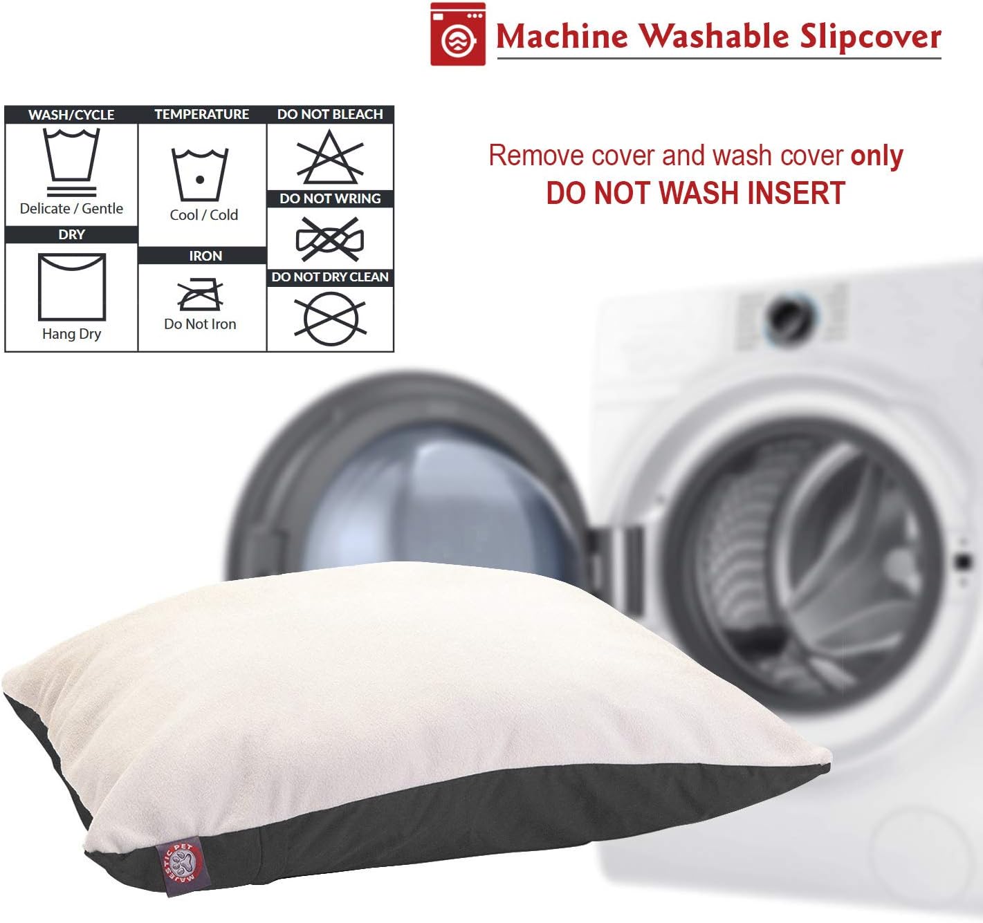 Majestic Pet Rectangle Large Dog Bed Washable – Removable Slipcover Pet Bed – Dog Crate Bed Super Value Pillow Dog Bed – Dog Kennel Bed for Sleeping - Dog Bed Large Breed 36 x 48 Inch – Gray