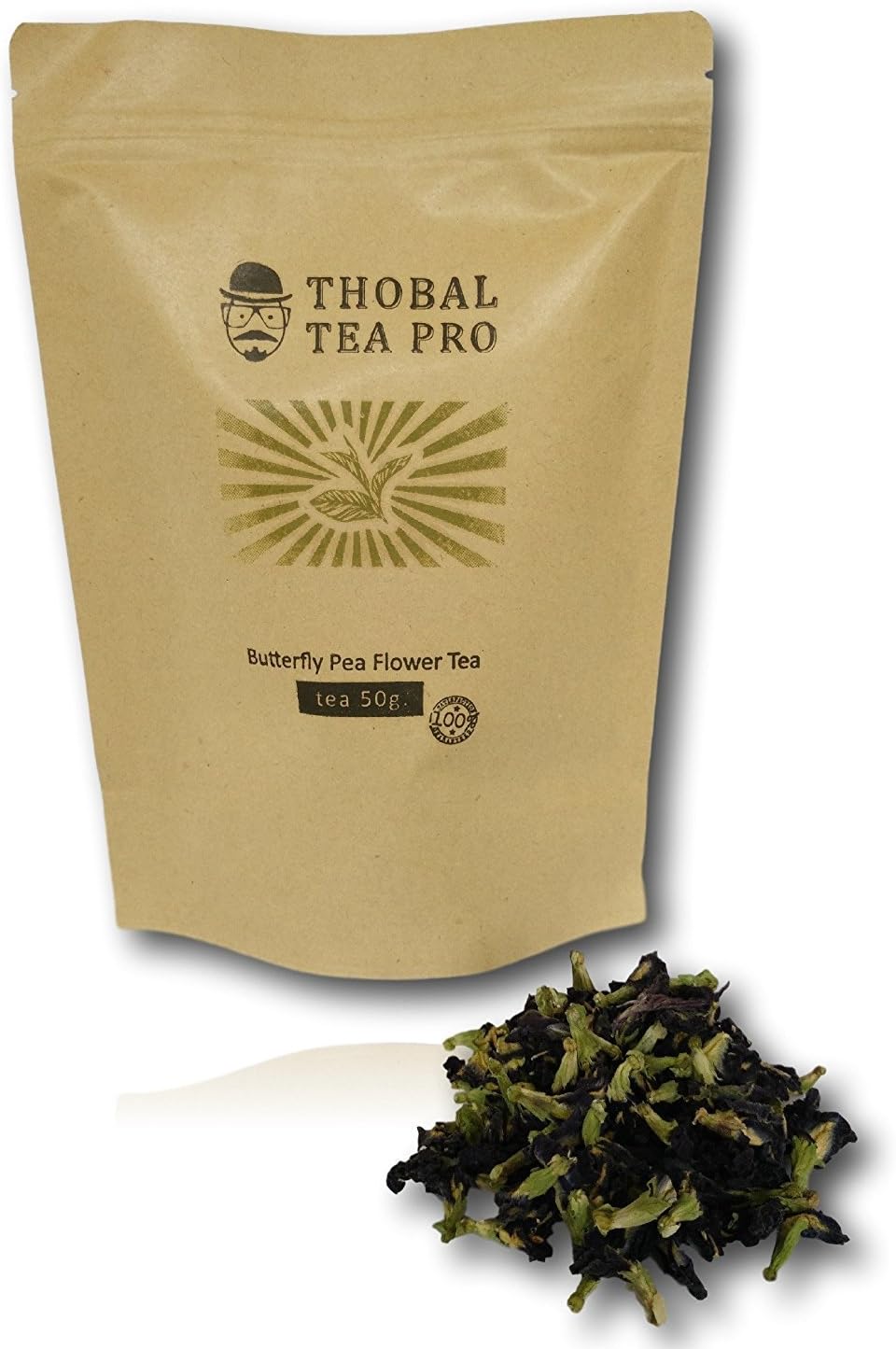 THOBAL Herbal Dried Butterfly pea Flowers Herb Tea Lusciously Tea Blue Tea butterfly pea, blue pea Aprajita Cordofan pea Asian pigeonwings1.75 oz
