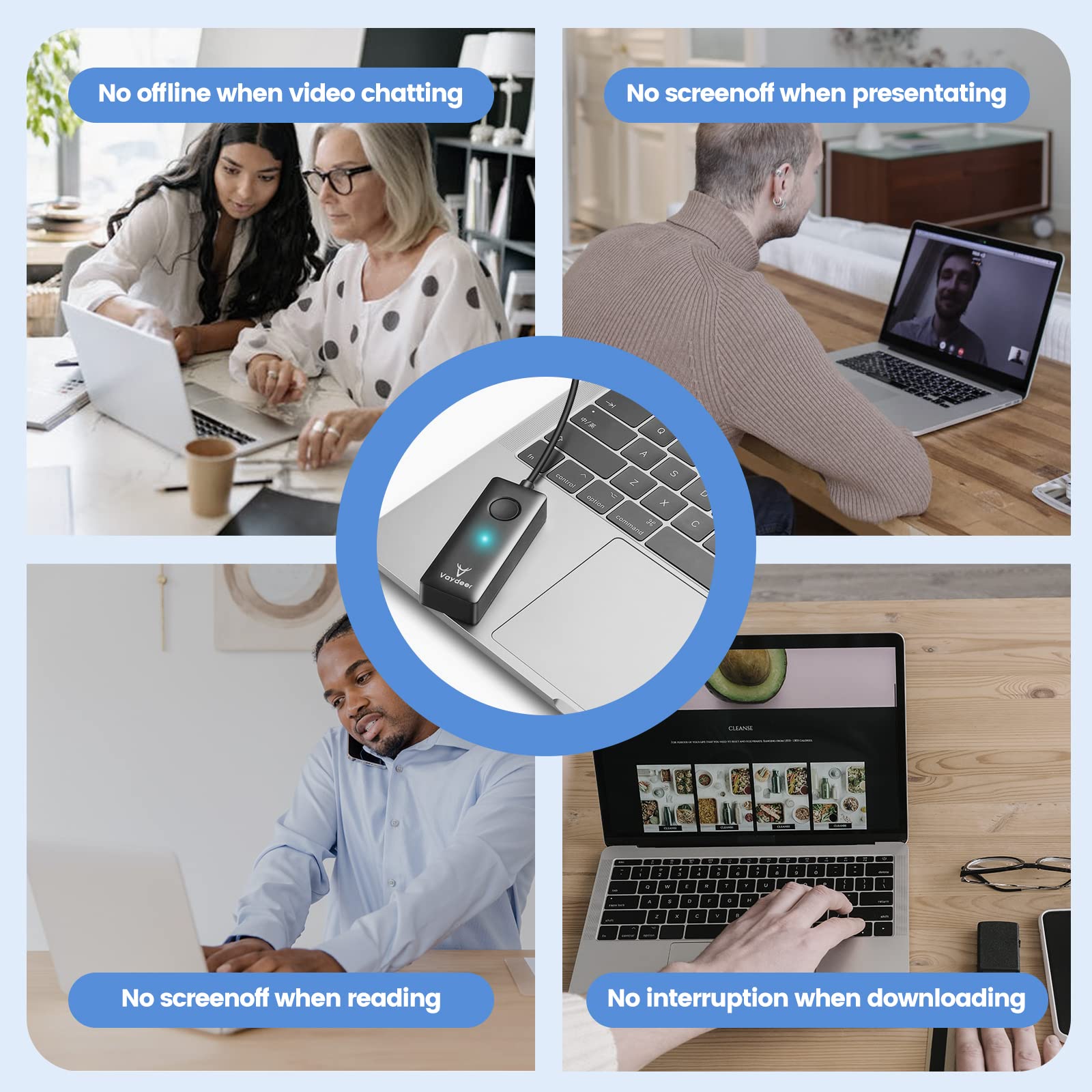 VAYDEER Undetectable Mouse Jiggler Mouse Mover USB Port for Computer