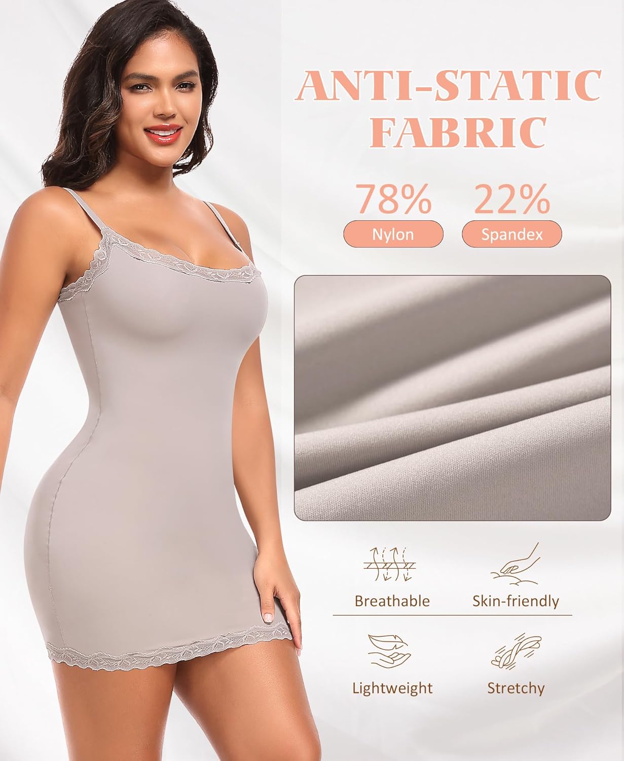 Slip Dress for Women Adjustable Spaghetti Straps Full Slips Under Dresses Cami Dress Slip Nightgown - Image 3