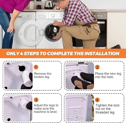 Miniatura 5 de Beaquicy 49621 AP4295805 - Pies niveladores para secadora – Repuesto para secadora Whirlpool Ken-more – Paquete de 4
