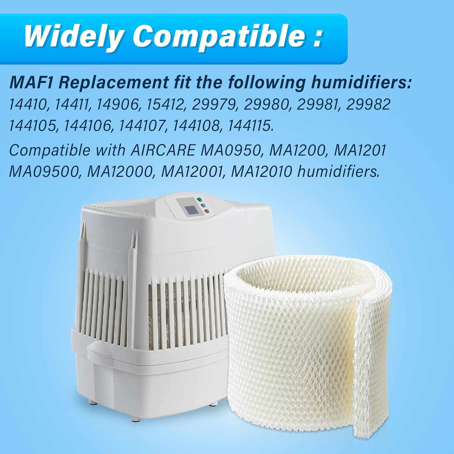MAF1 Humidifier Wicking Filters for AIRCARE /MoistAIR /Kenmore /Essick Air, Fits Air-Care Emerson Moistair Humidifier Replacement Wicks MA1200 MA1201 MA0950 MA09500,14906 32-14906 42-14906 EF1 -2 Pack