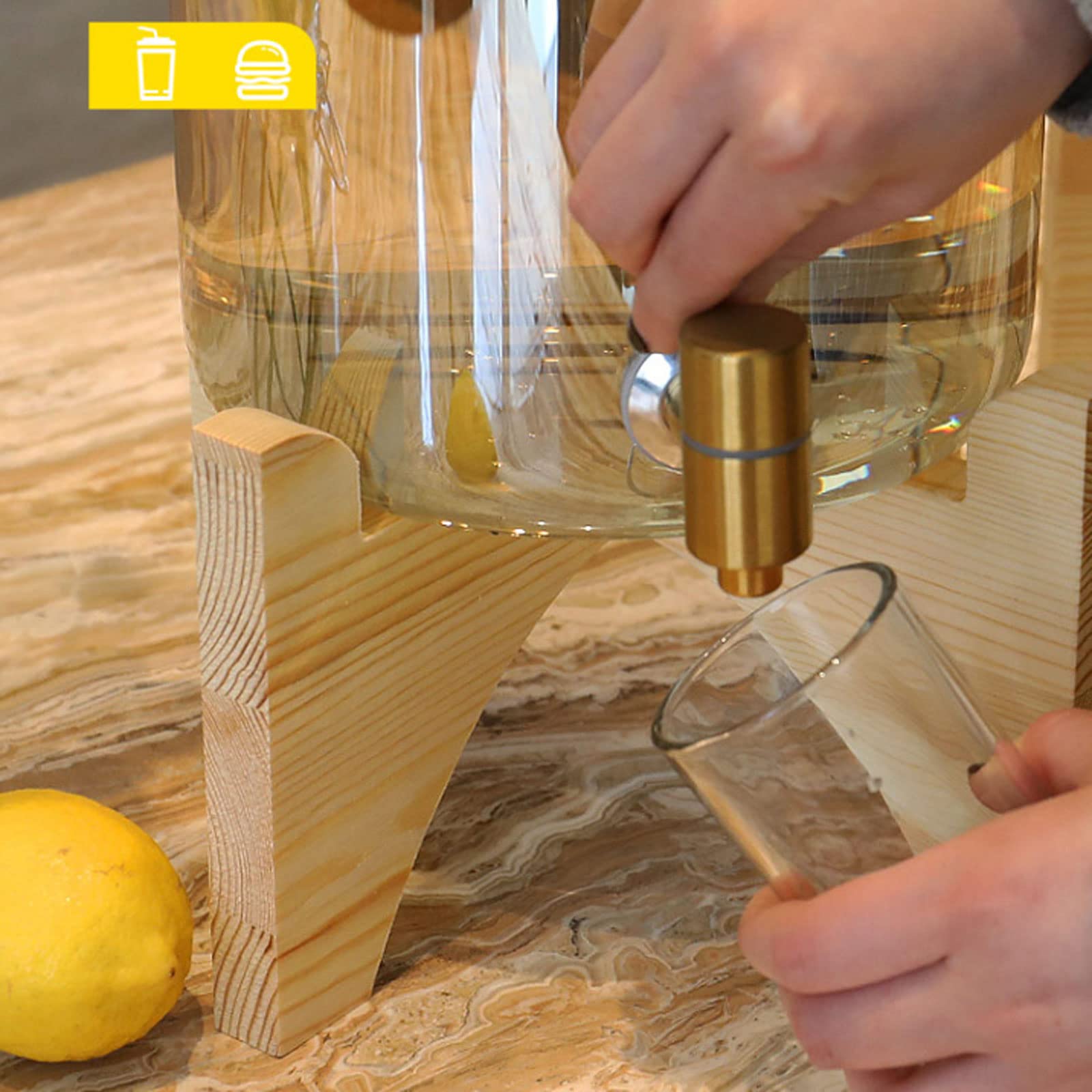 Dispenser Per Bevande In Vetro Borosilicato Con Coperchio In Sughero - 800 Ml - Brocca Con Rubinetti Per Acqua, Limonata, Tè Freddo