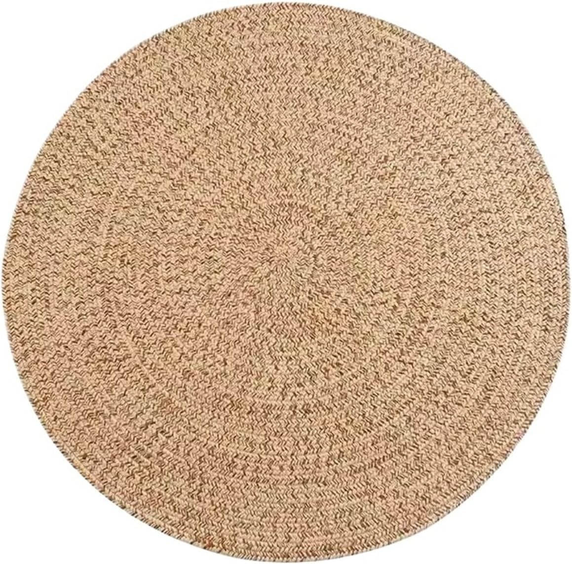 Handwoven Jute Area Rug for Living Room Round Natural Fiber Carpet with Fringe Glue-Free Sofa Coffee Table Mat Bedroom Carpet(Jute Tassel,Diameter 100CM)